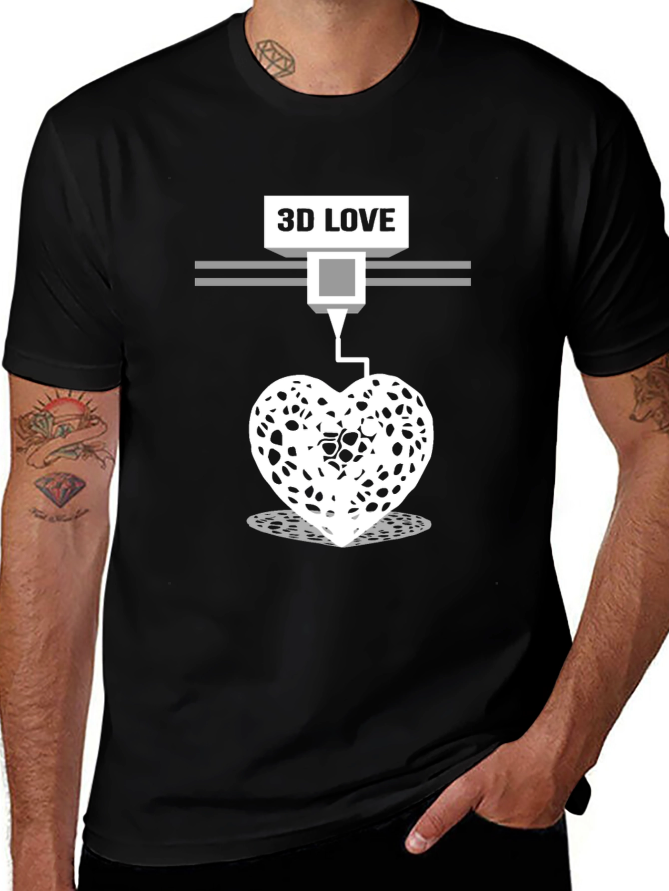 Variant 29 of 3D Love Printed Black T-Shirt