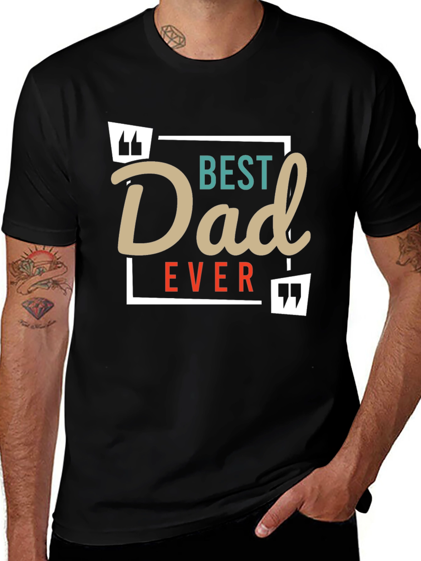 Black Best Dad Ever T-Shirt -  Black Cotton Blend Graphic Tee main image