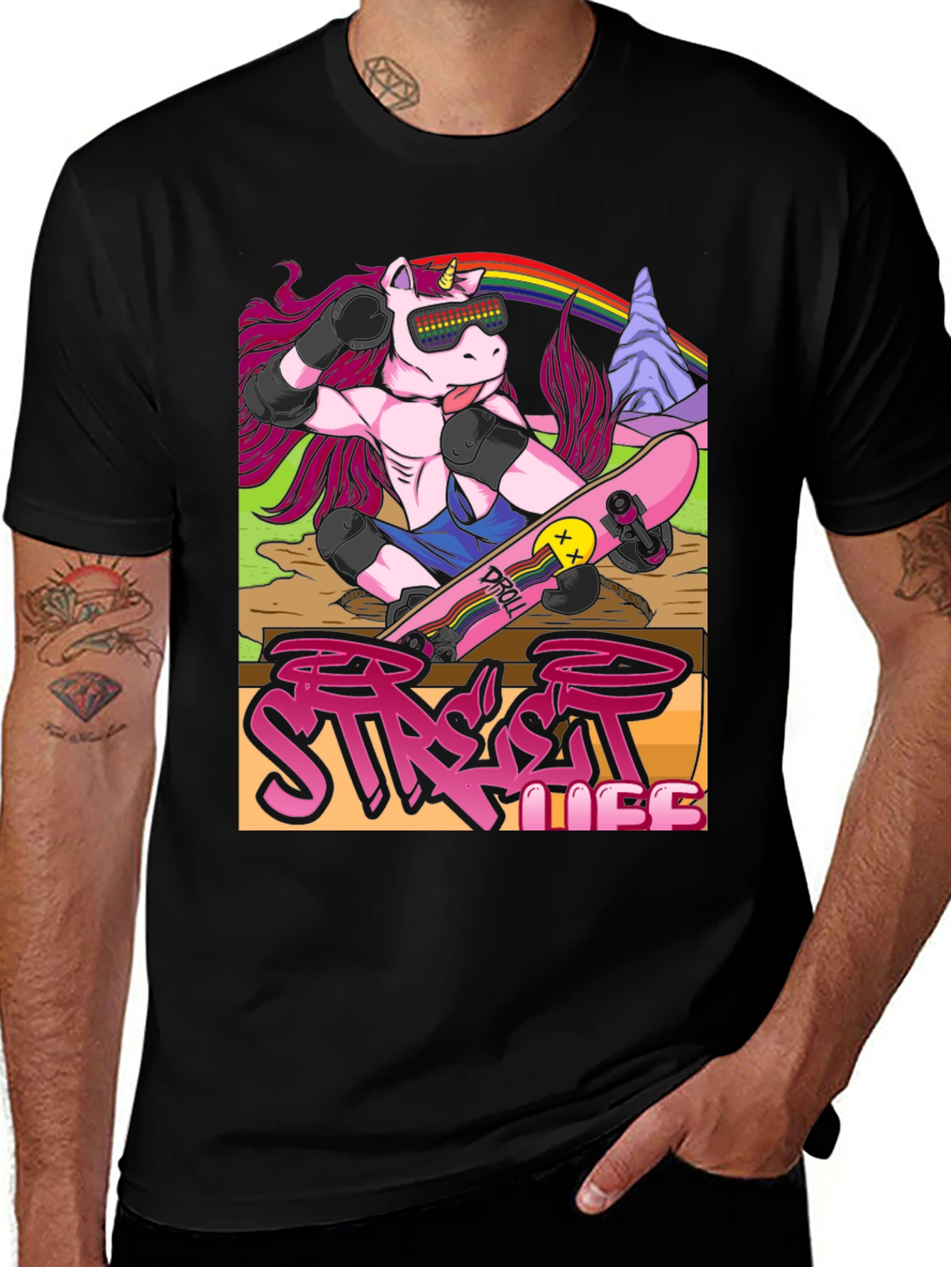 Variant 2 of Skateboarding Unicorn Graphic Tee - Street Life
