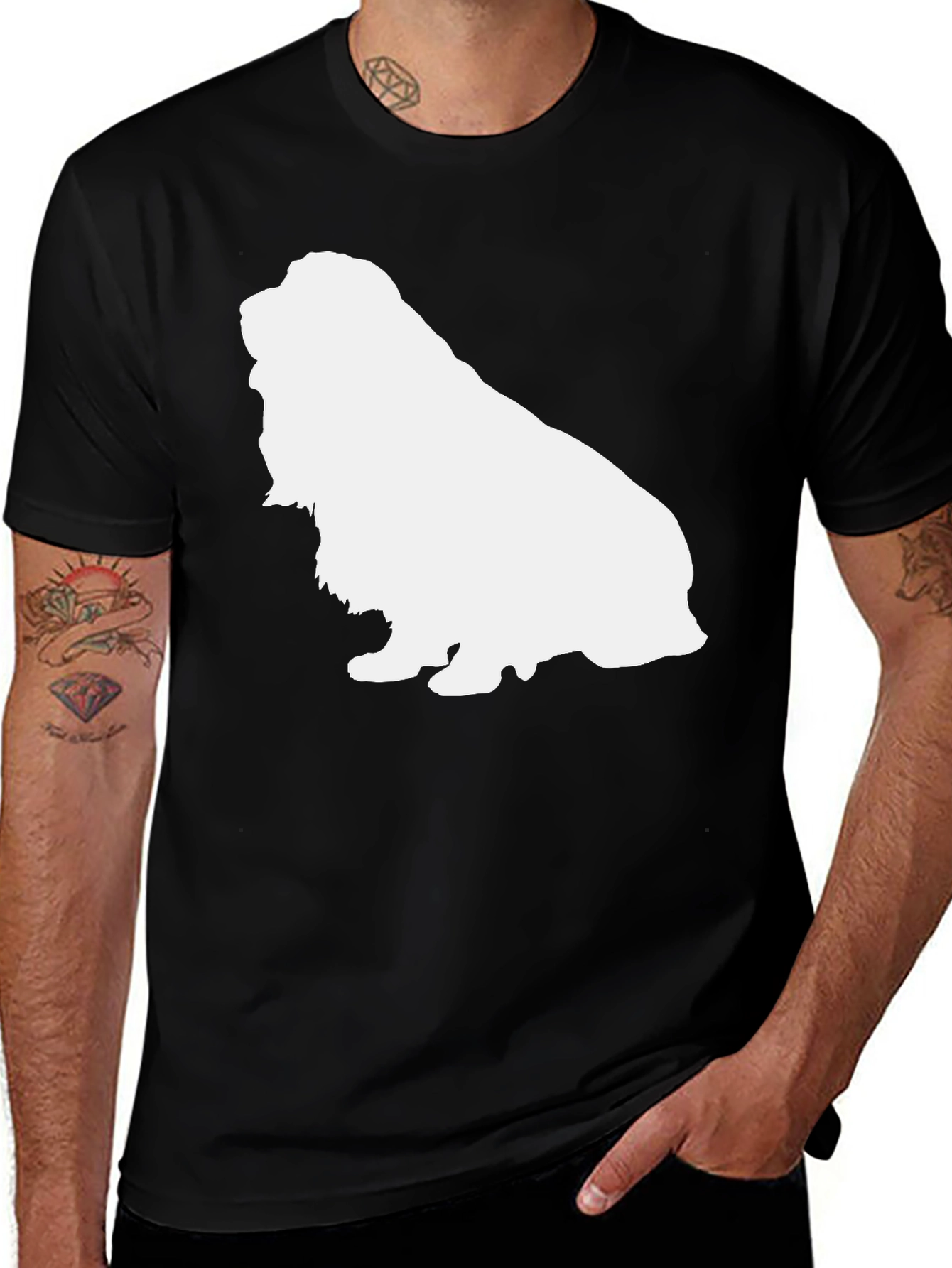 Variant 26 of Dog Silhouette Black T-Shirt - Men's Casual Tee