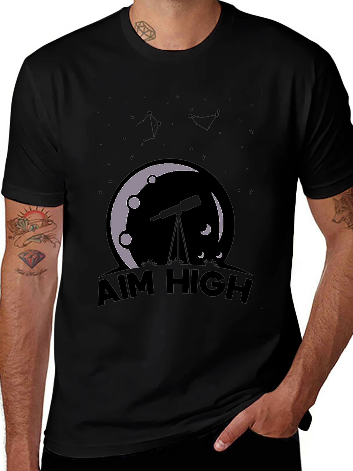 Variant 18 of Aim High Astronomy Tee - Black Graphic T-Shirt