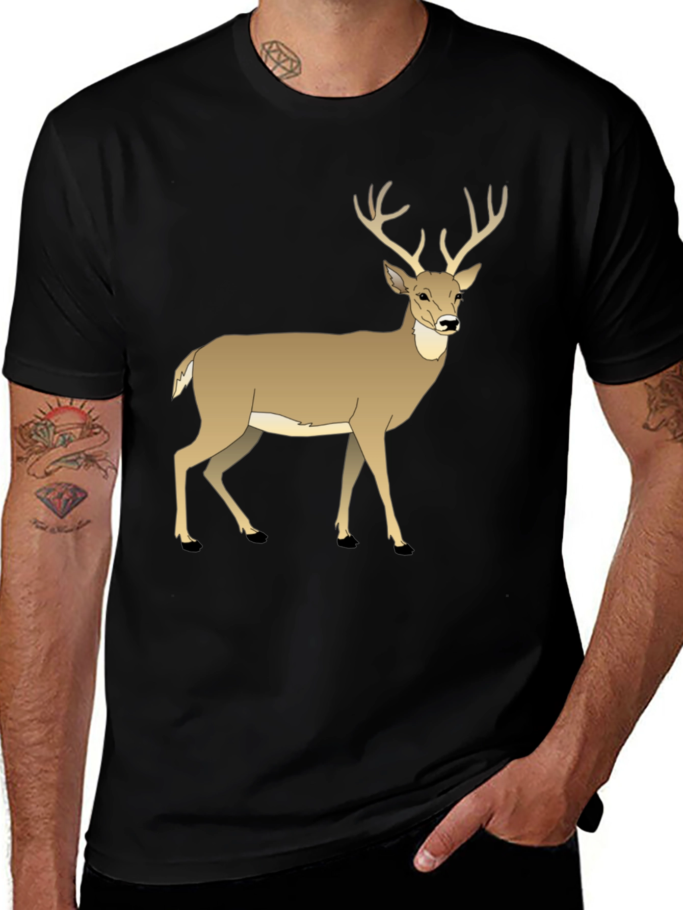 Variant 2 of Deer Graphic T-Shirt - Classic Black