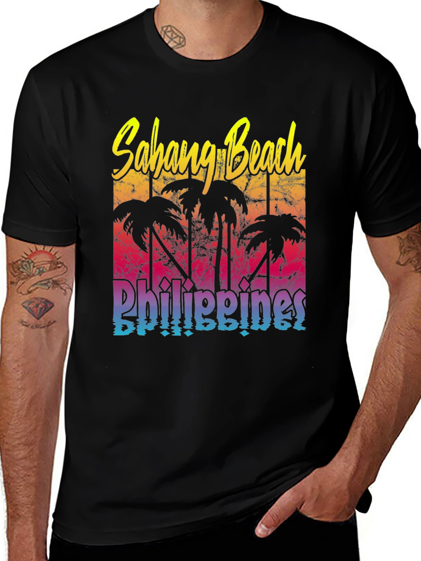 Sahang Beach Philippines Black T-Shirt