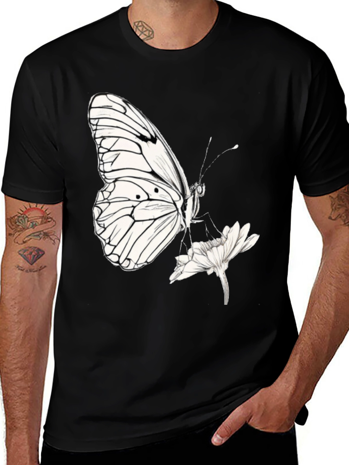 Variant 22 of Butterfly Graphic Black T-Shirt