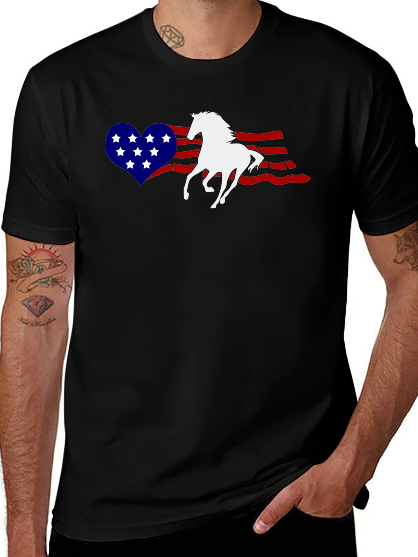 Variant 7 of American Flag Horse Graphic Tee - Patriotic Style