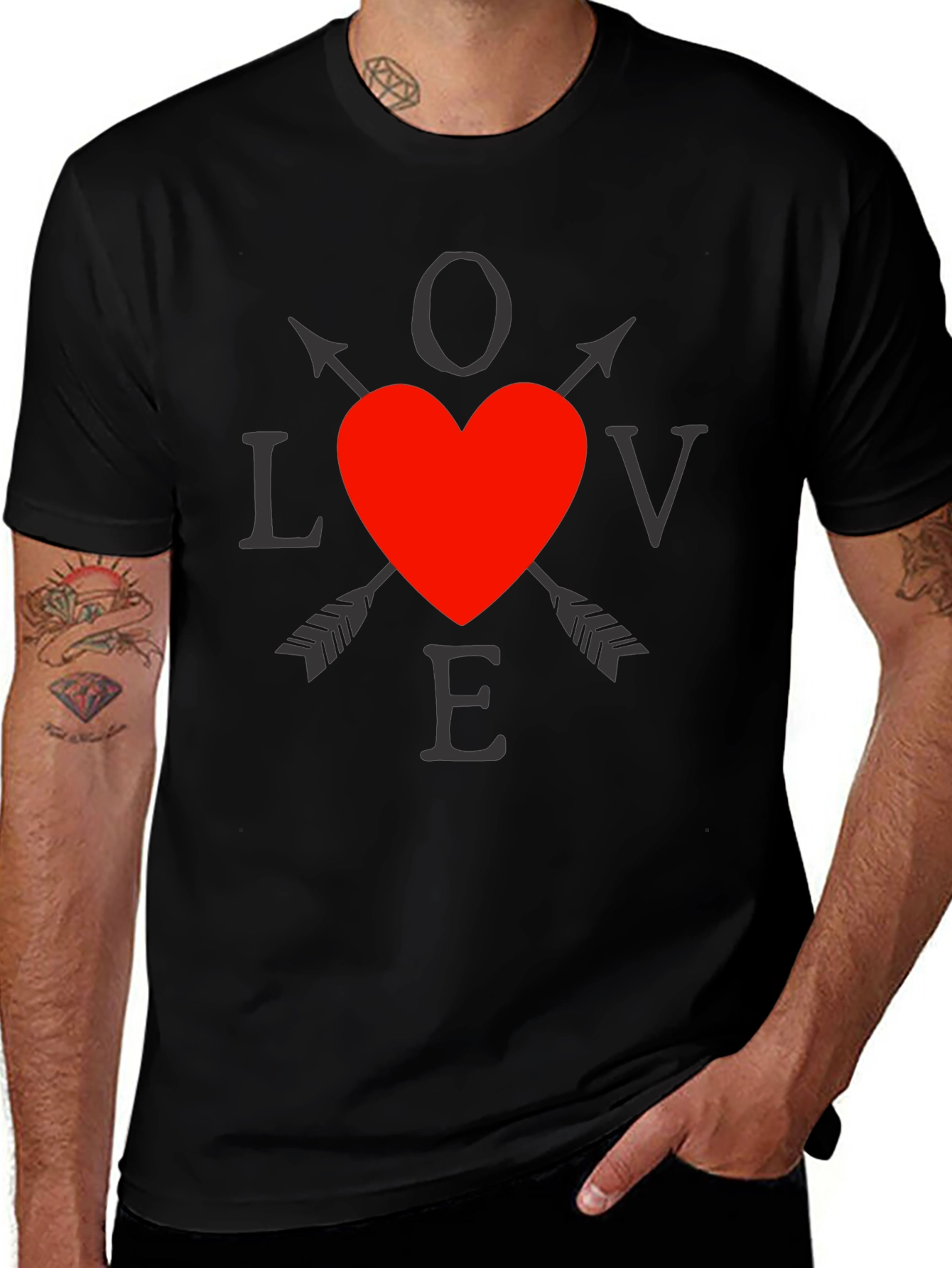 Variant 16 of Love Arrow Heart Graphic T-Shirt - Black