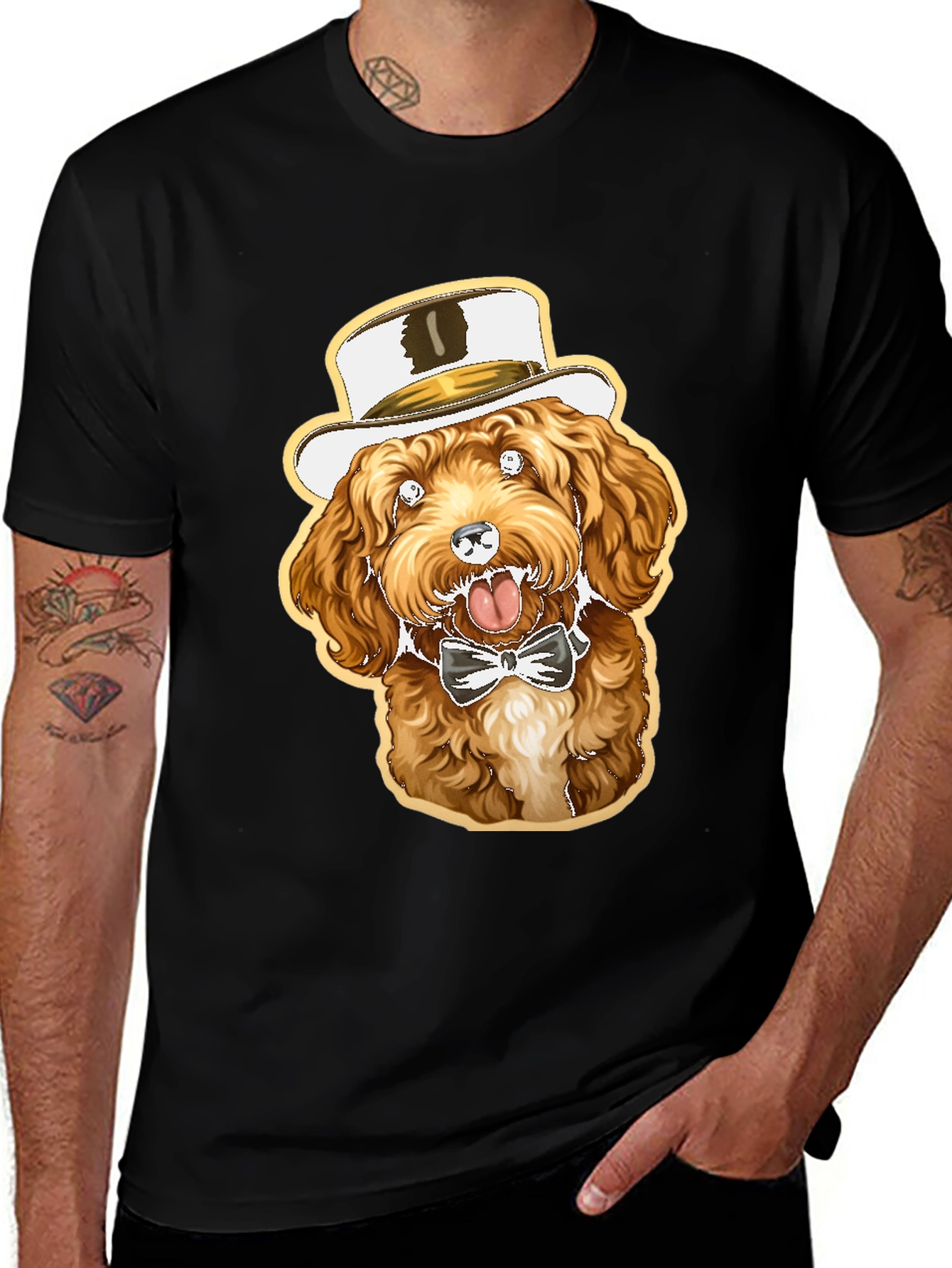 Variant 7 of Dog in Hat Graphic Tee - Stylish & Fun