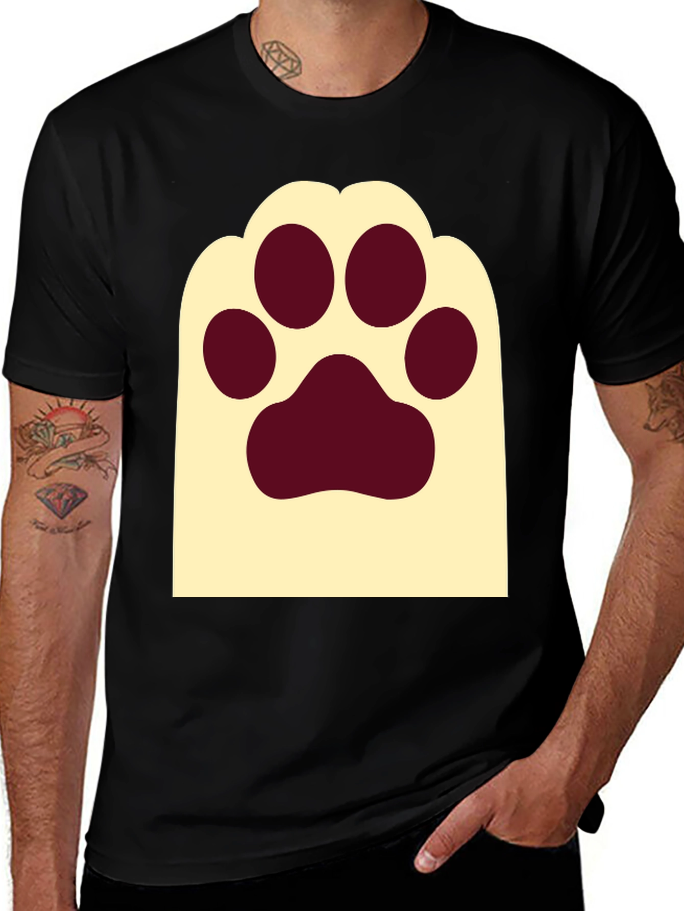 Variant 23 of Cool Cat Paw Print Graphic Tee - Black