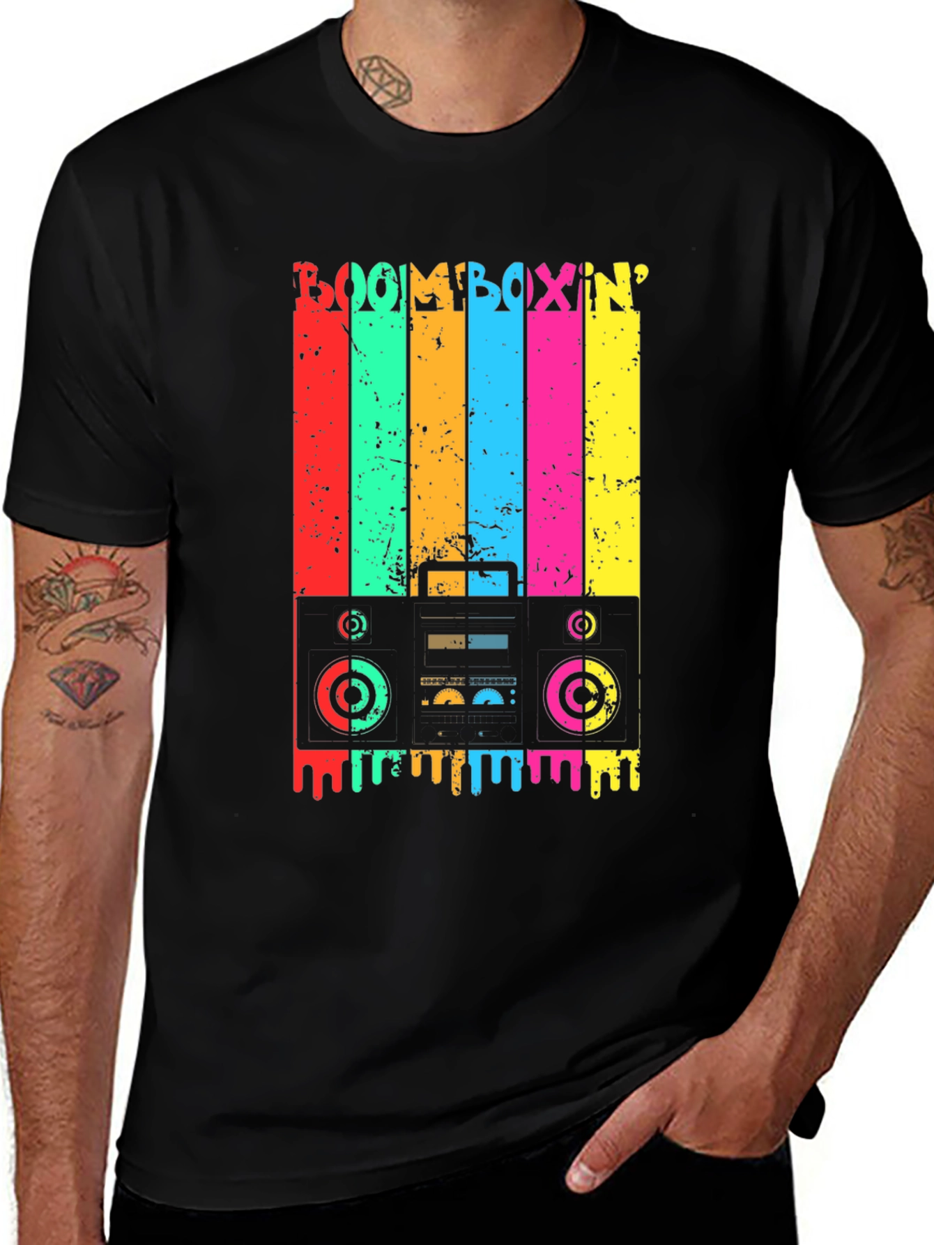 Variant 14 of Boomboxin' Retro Graphic Tee - Colorful Vintage Style