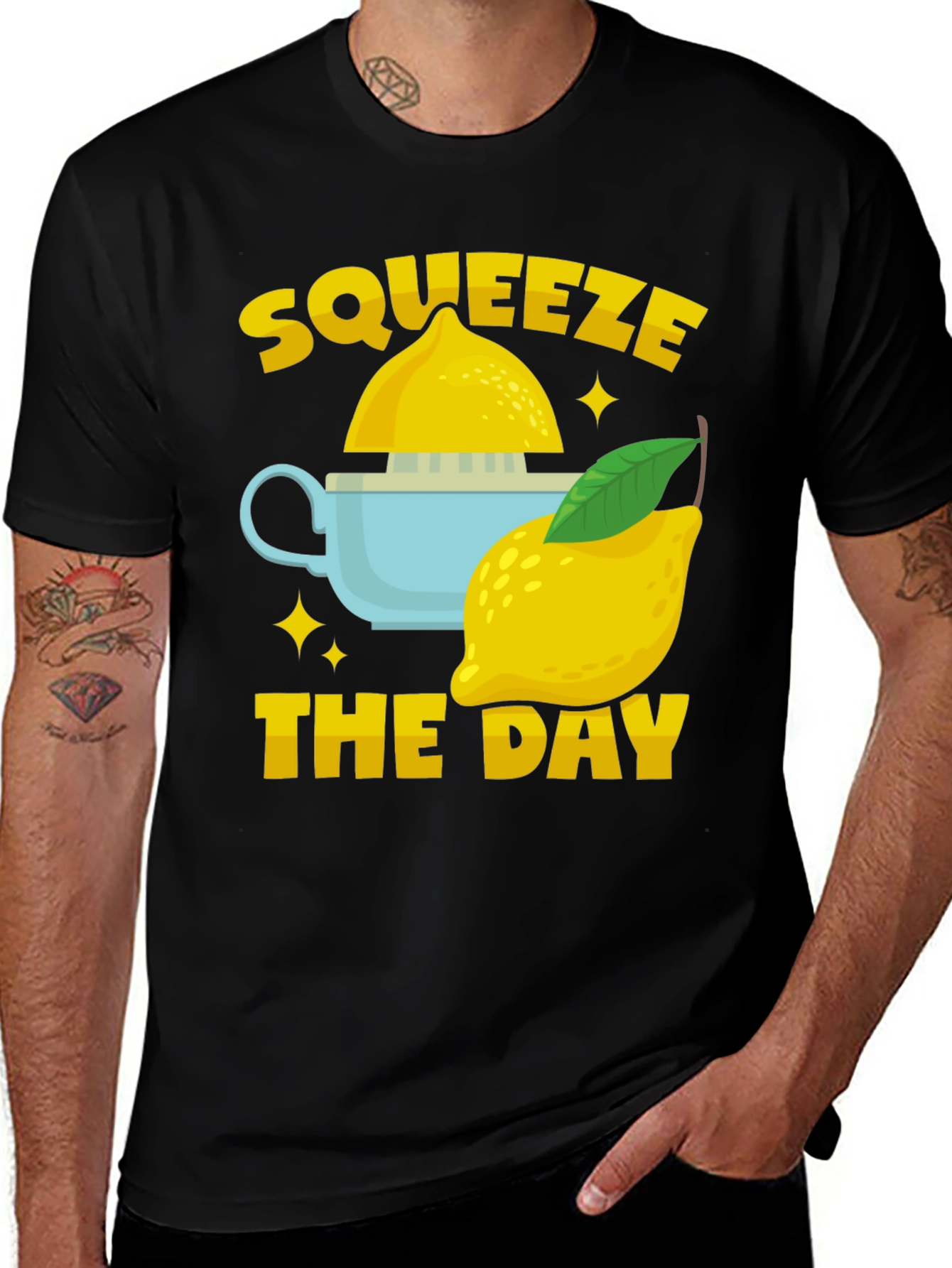 Variant 17 of Squeeze The Day T-Shirt - Lemon Graphic Tee