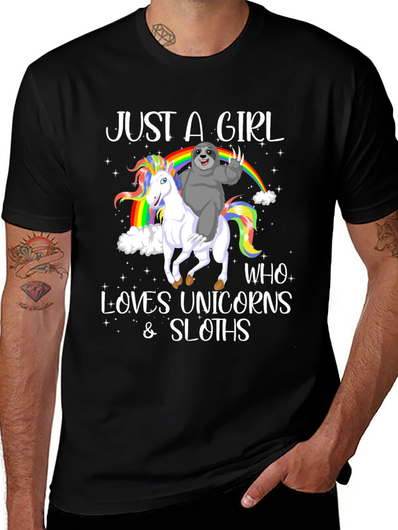 Variant 16 of Just a Girl Who Loves Unicorns & Sloths Graphic T-Shirt