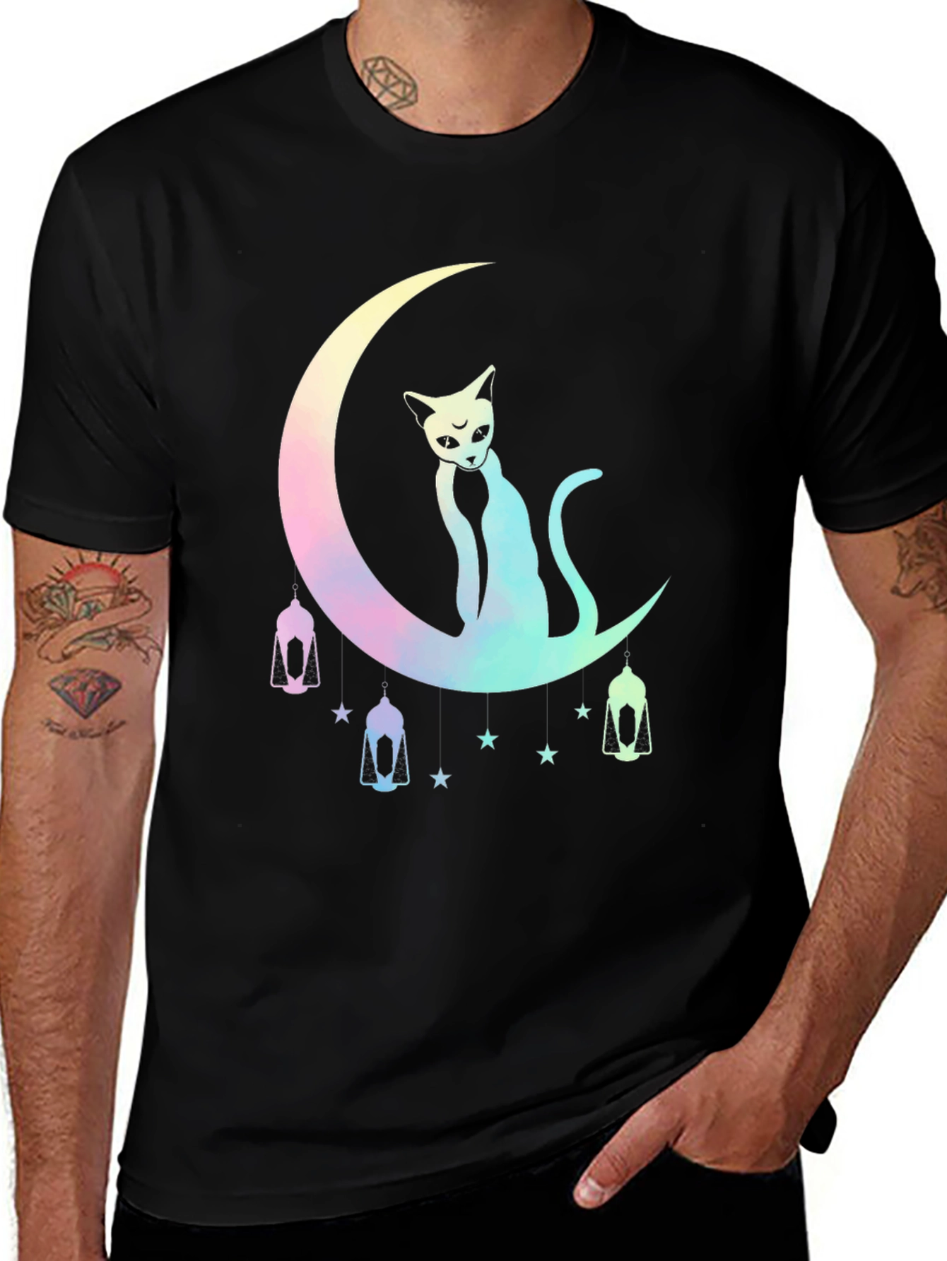 Variant 27 of Cat on Moon Graphic Tee