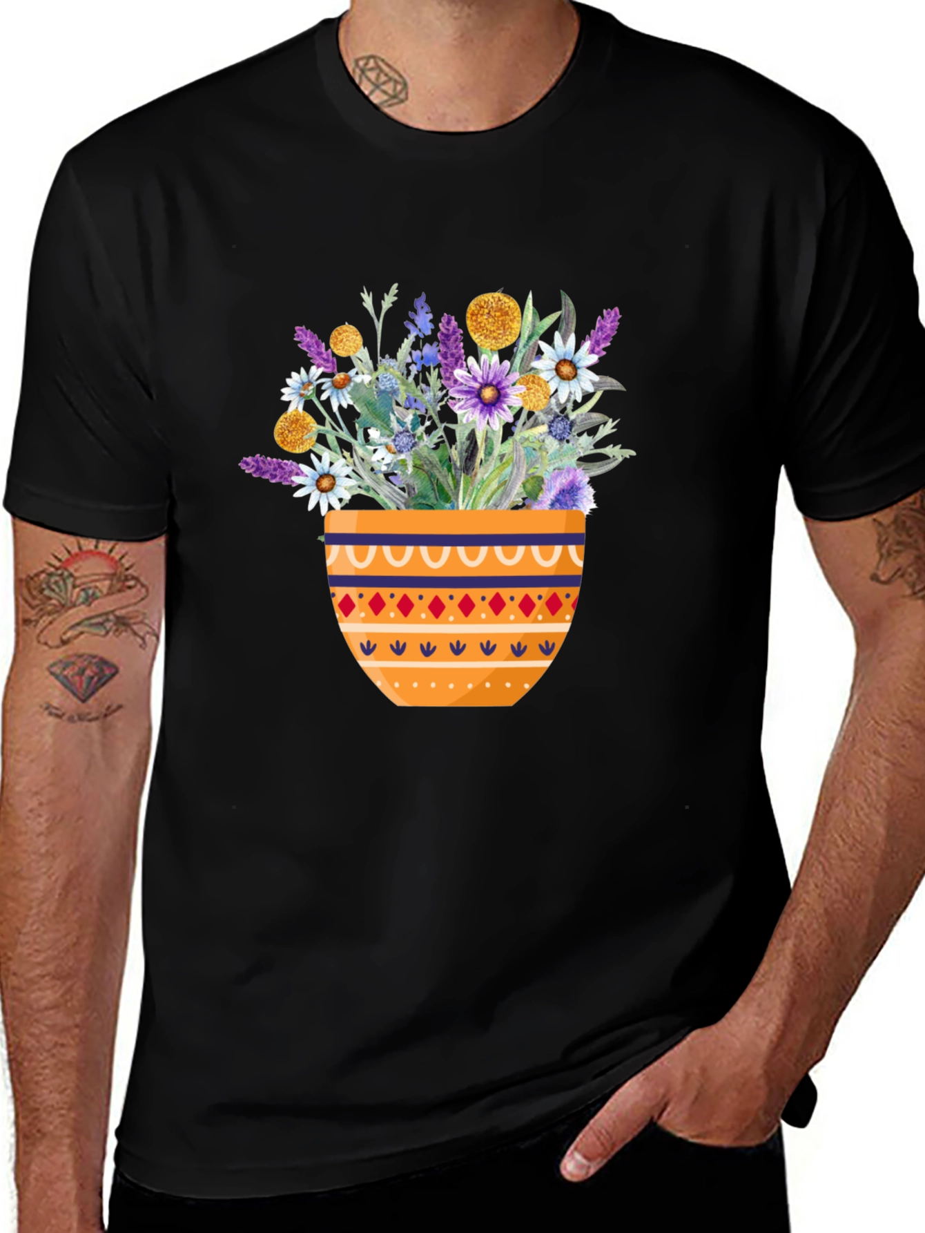 Variant 4 of Floral Vase T-Shirt - Botanical Print Tee