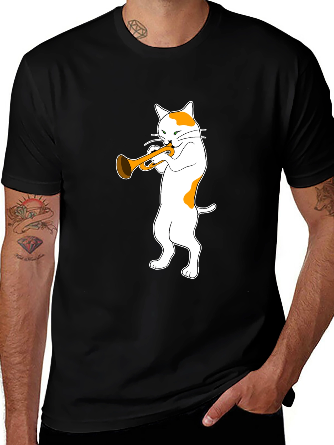 Variant 19 of Cool Cat Trumpet T-Shirt - Black