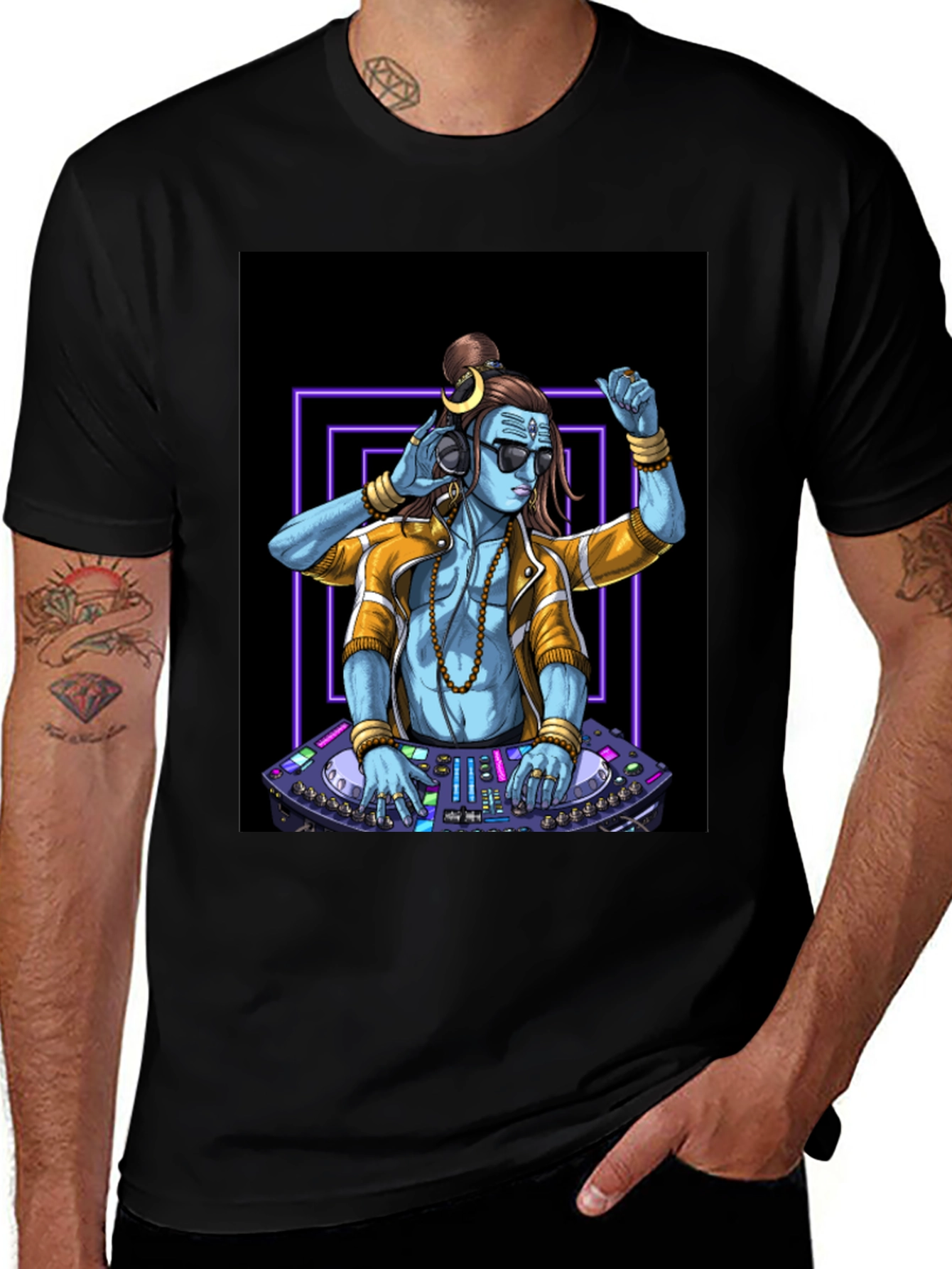 Variant 8 of DJ Shiva Graphic Tee - Black T-Shirt