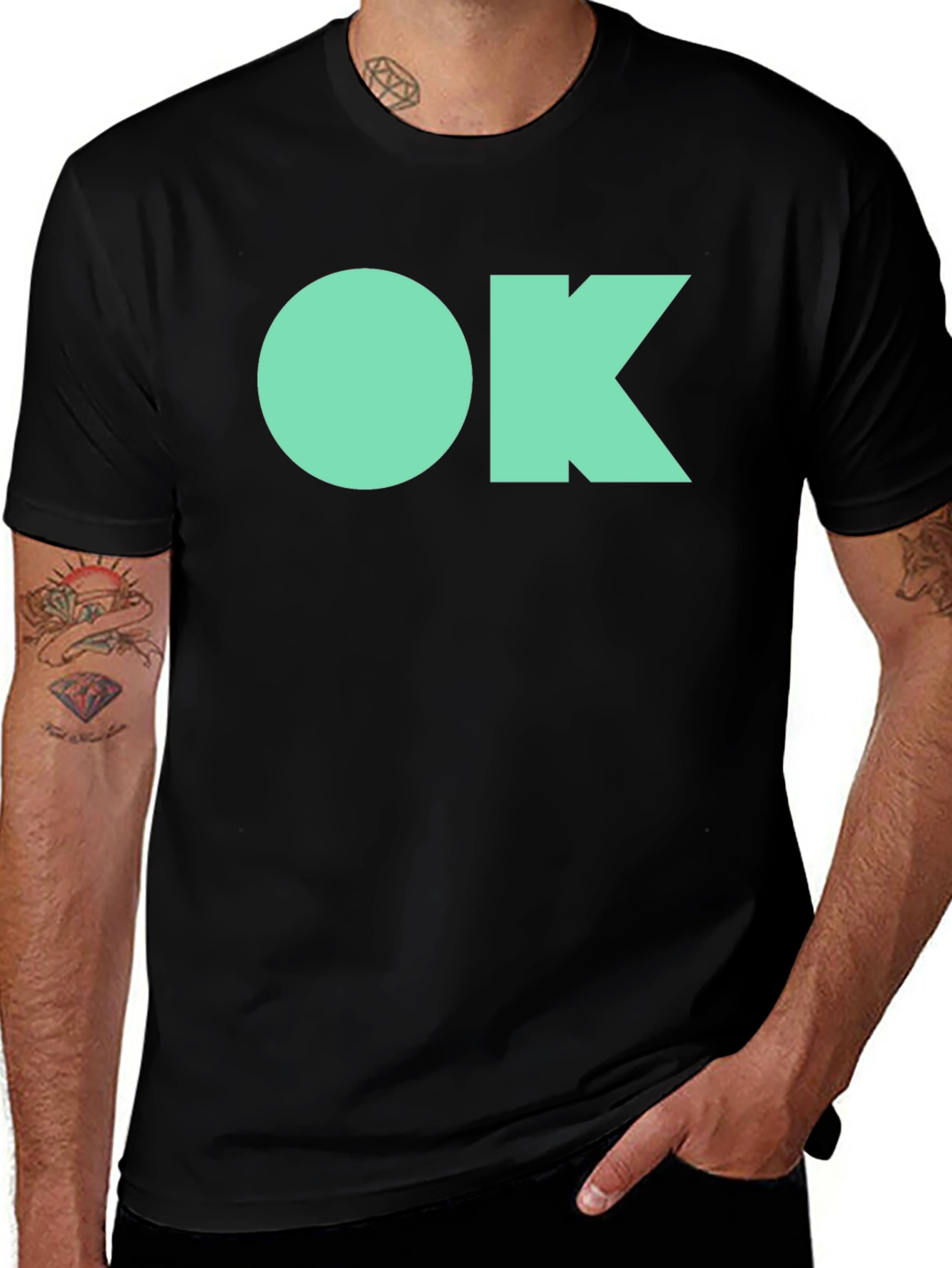 Variant 18 of Minimalist OK Graphic T-Shirt - Black