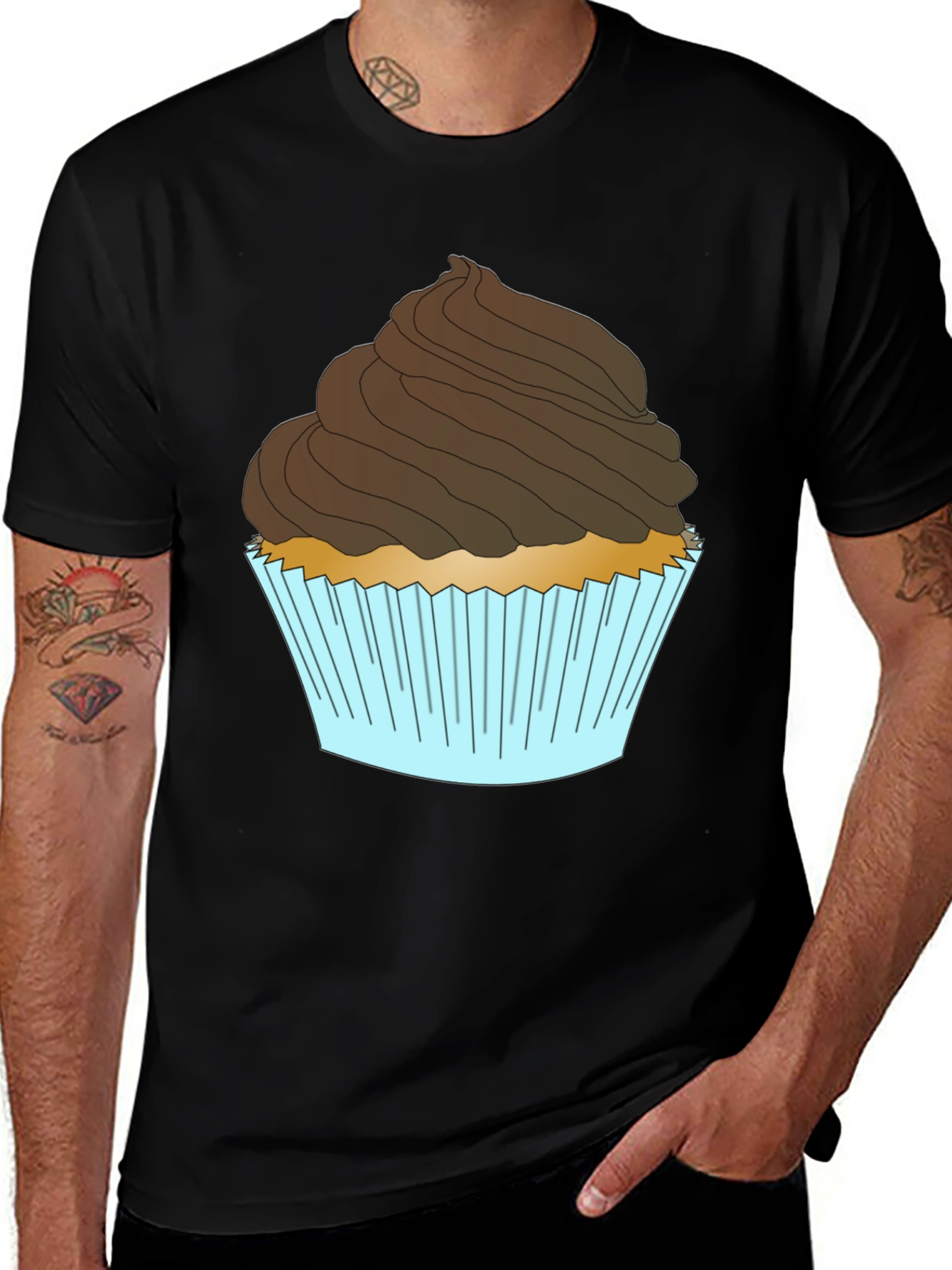 Variant 2 of Cupcake Graphic T-Shirt - Black Cotton Tee