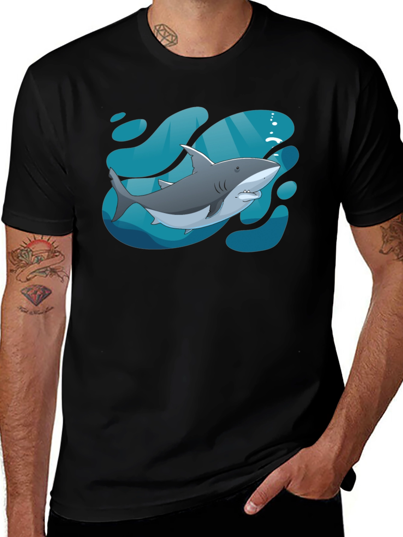 Variant 26 of Shark Graphic Black T-Shirt - Stylish Sea Life Tee