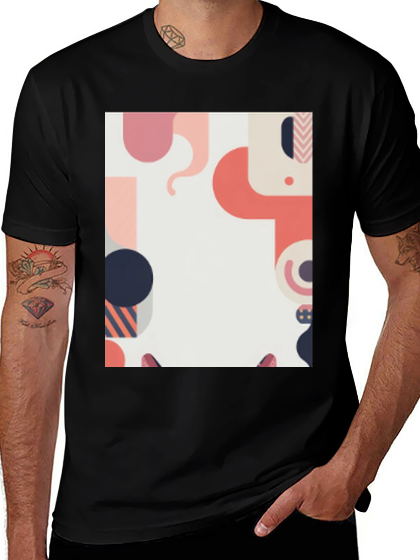 Modern Geometric Art Black T-Shirt