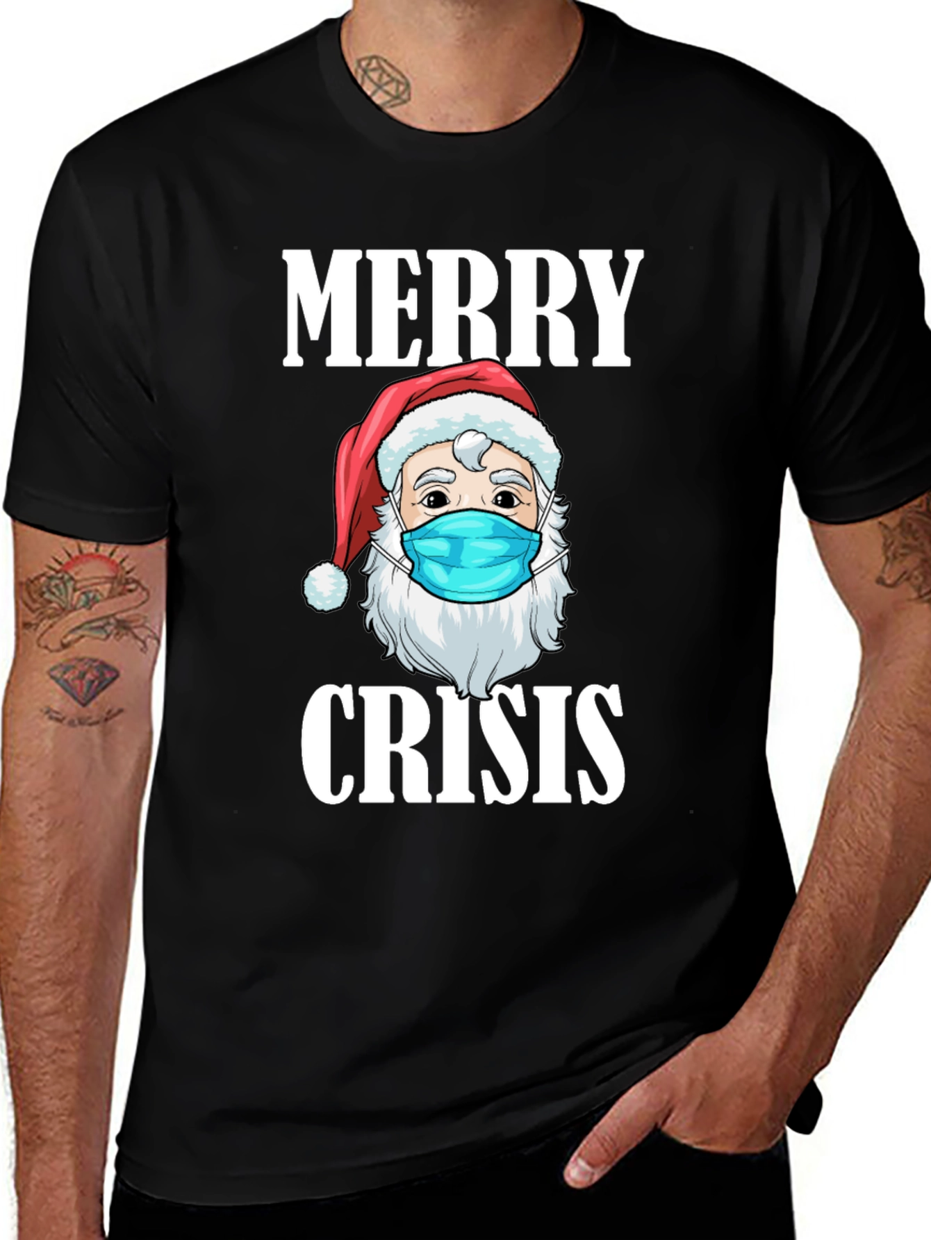 Merry Crisis Santa Face Mask T-Shirt