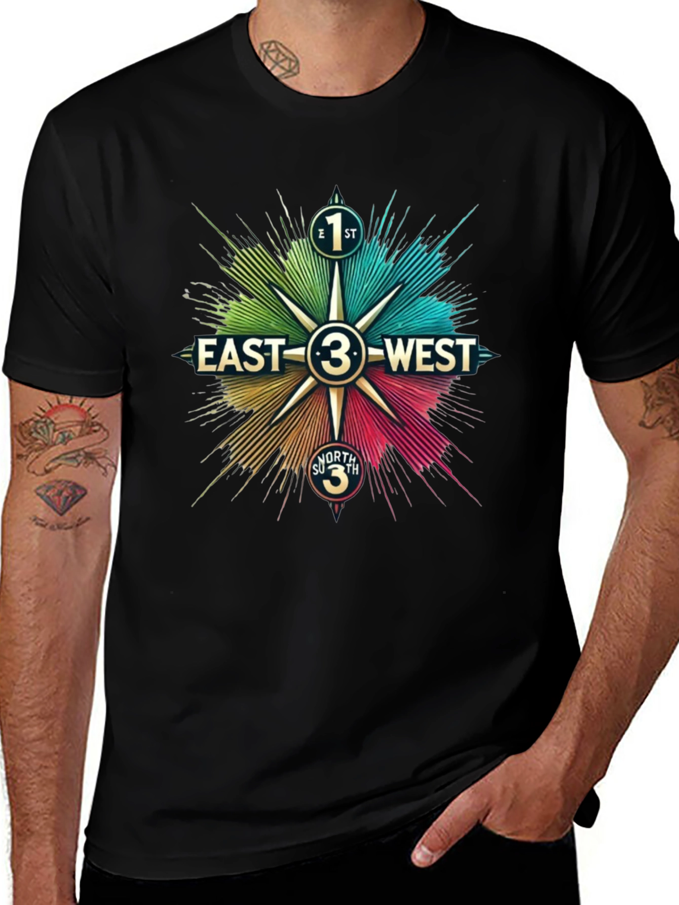 Variant 7 of East 3 West Colorful Graphic T-Shirt