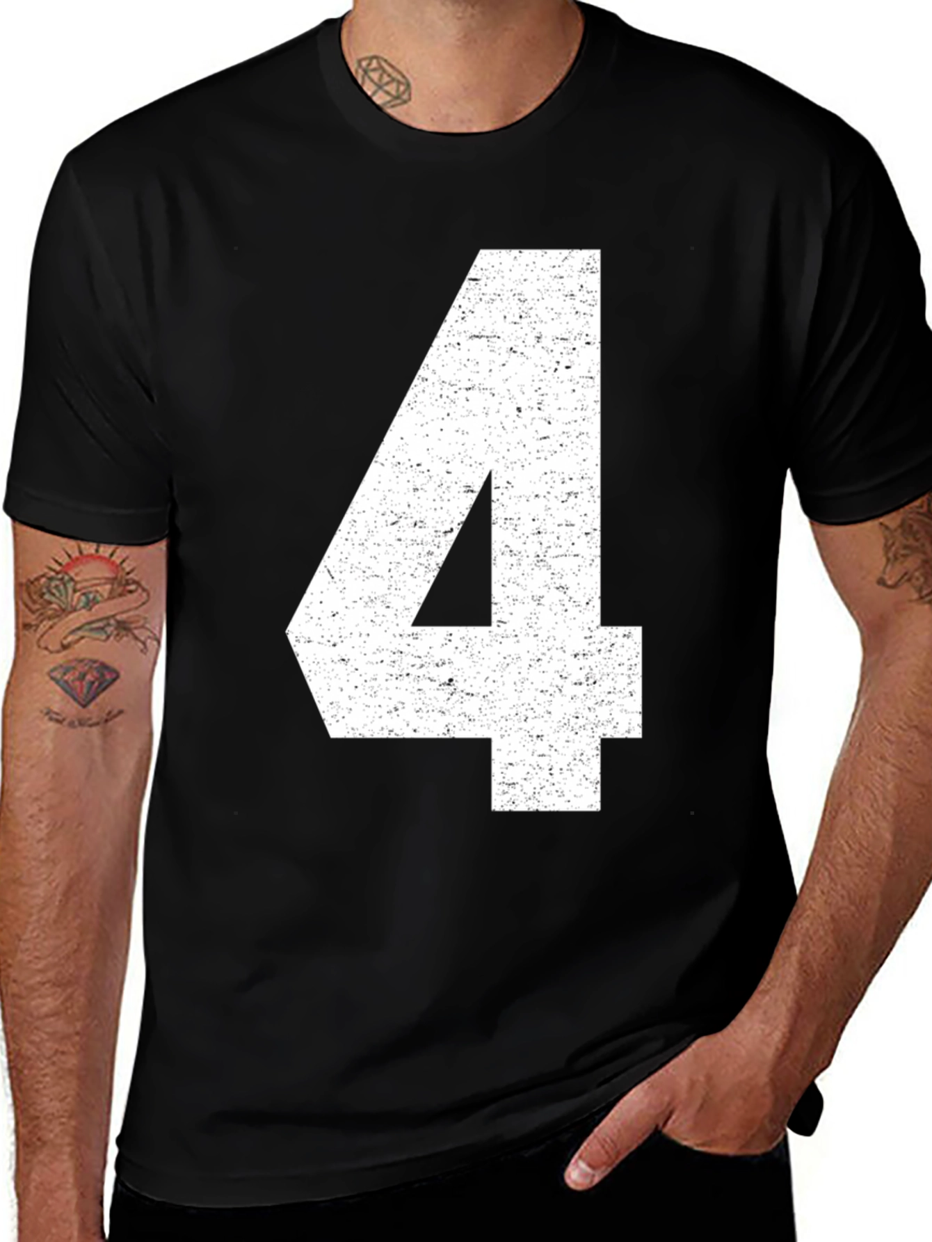 Variant 9 of Number 4 Graphic Tee - Black Cotton Blend T-Shirt