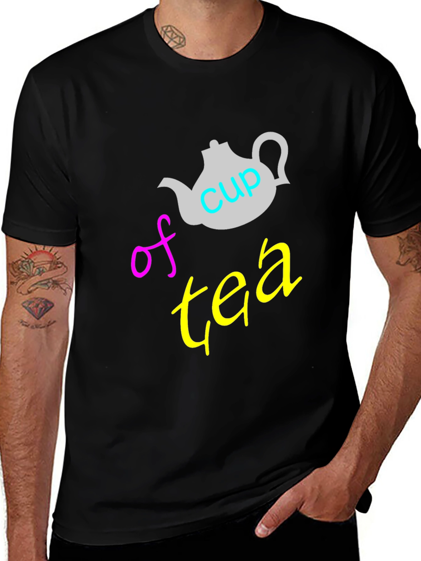Cup of Tea T-Shirt - Black, Unique Graphic Tee
