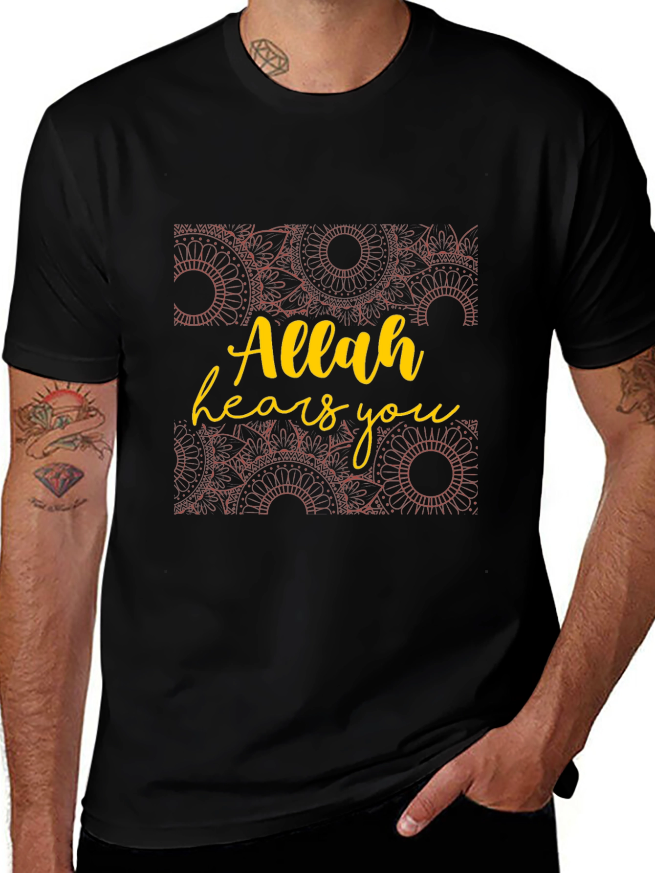 Variant 23 of Allah Hears You T-Shirt - Black, Graphic Tee