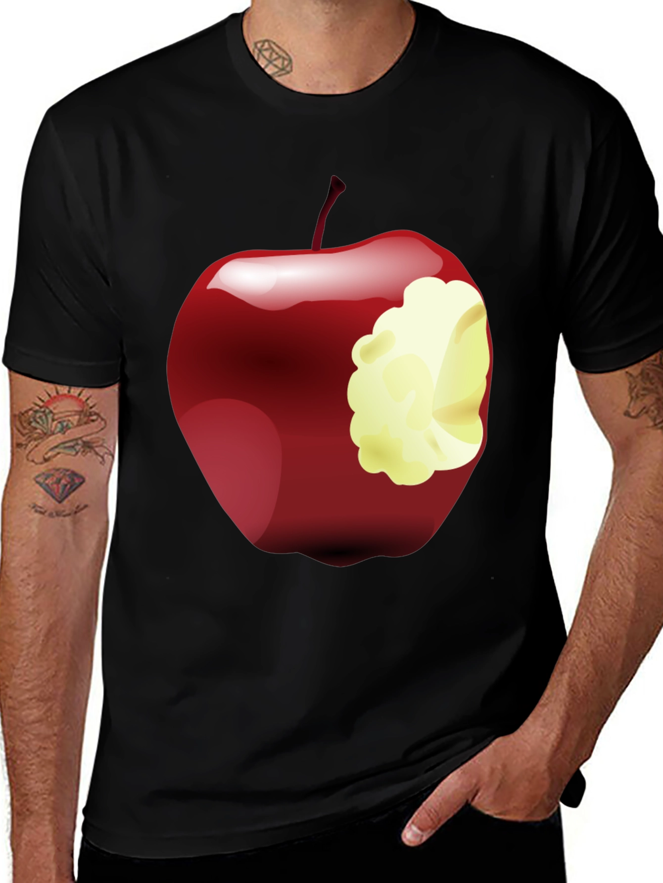 Variant 18 of Bitten Apple Graphic Tee - Trendy Fruit Design