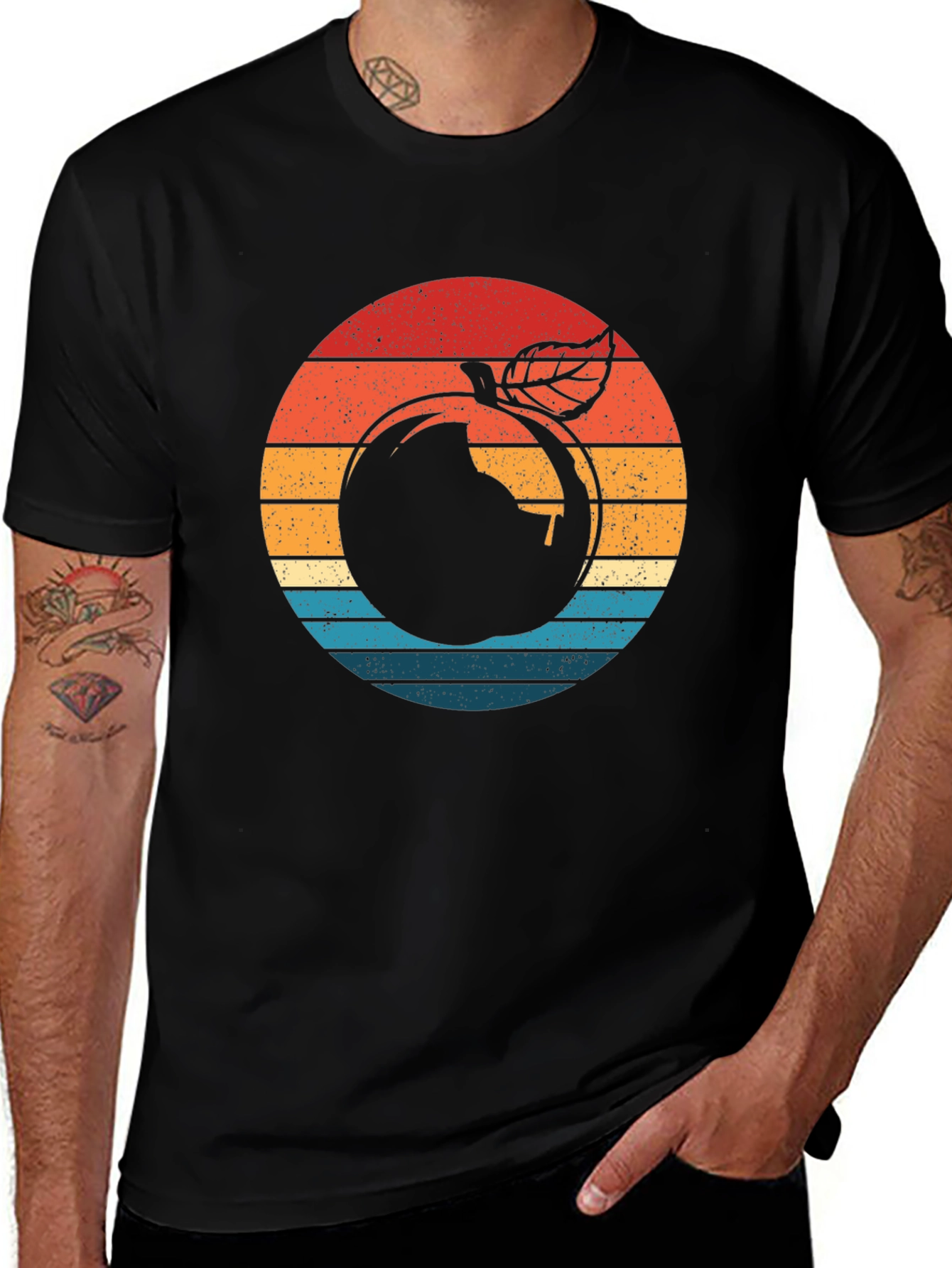 Retro Apple Graphic Black T-Shirt