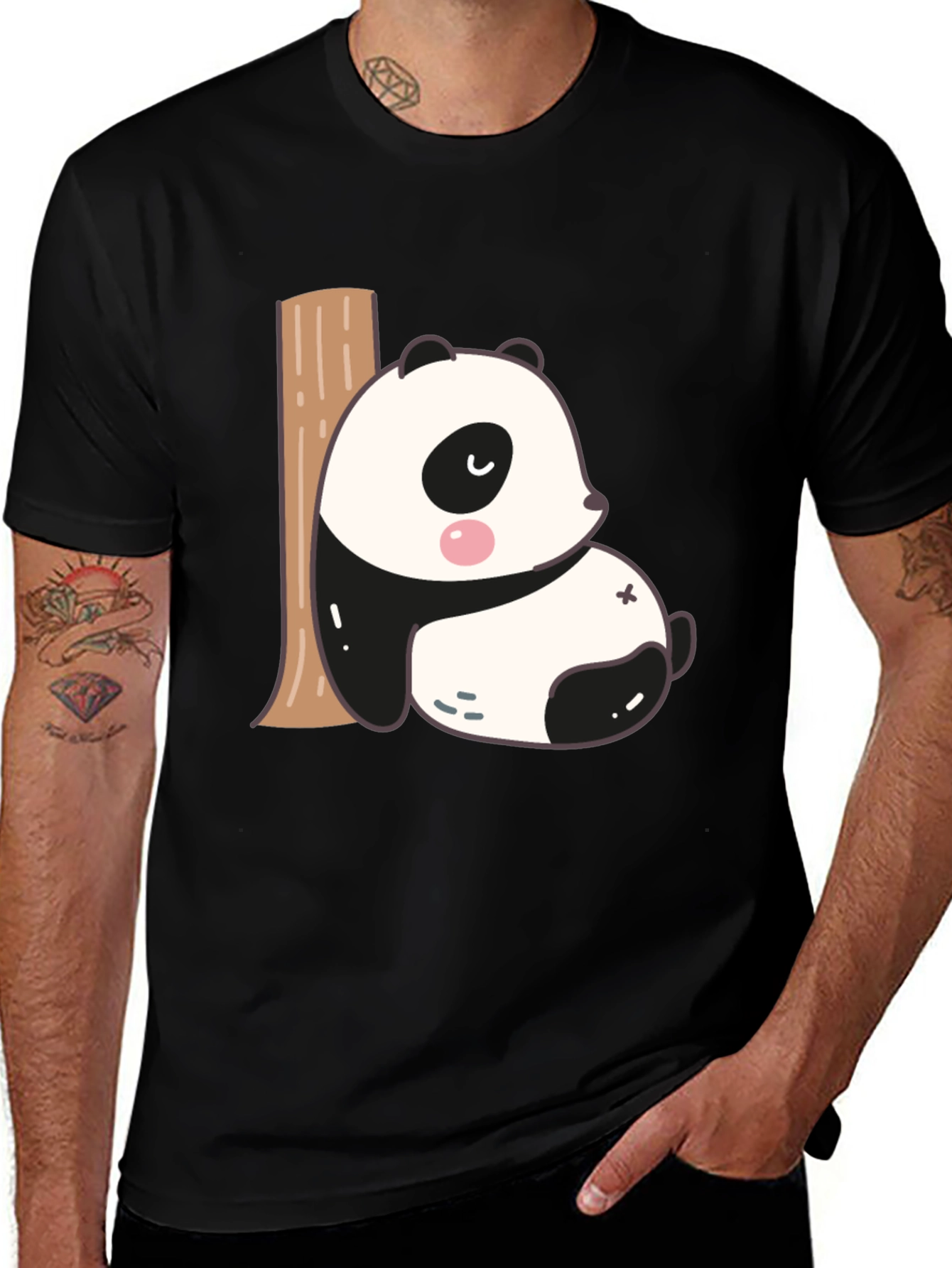 Variant 16 of Cute Panda Bear Resting on Tree T-Shirt