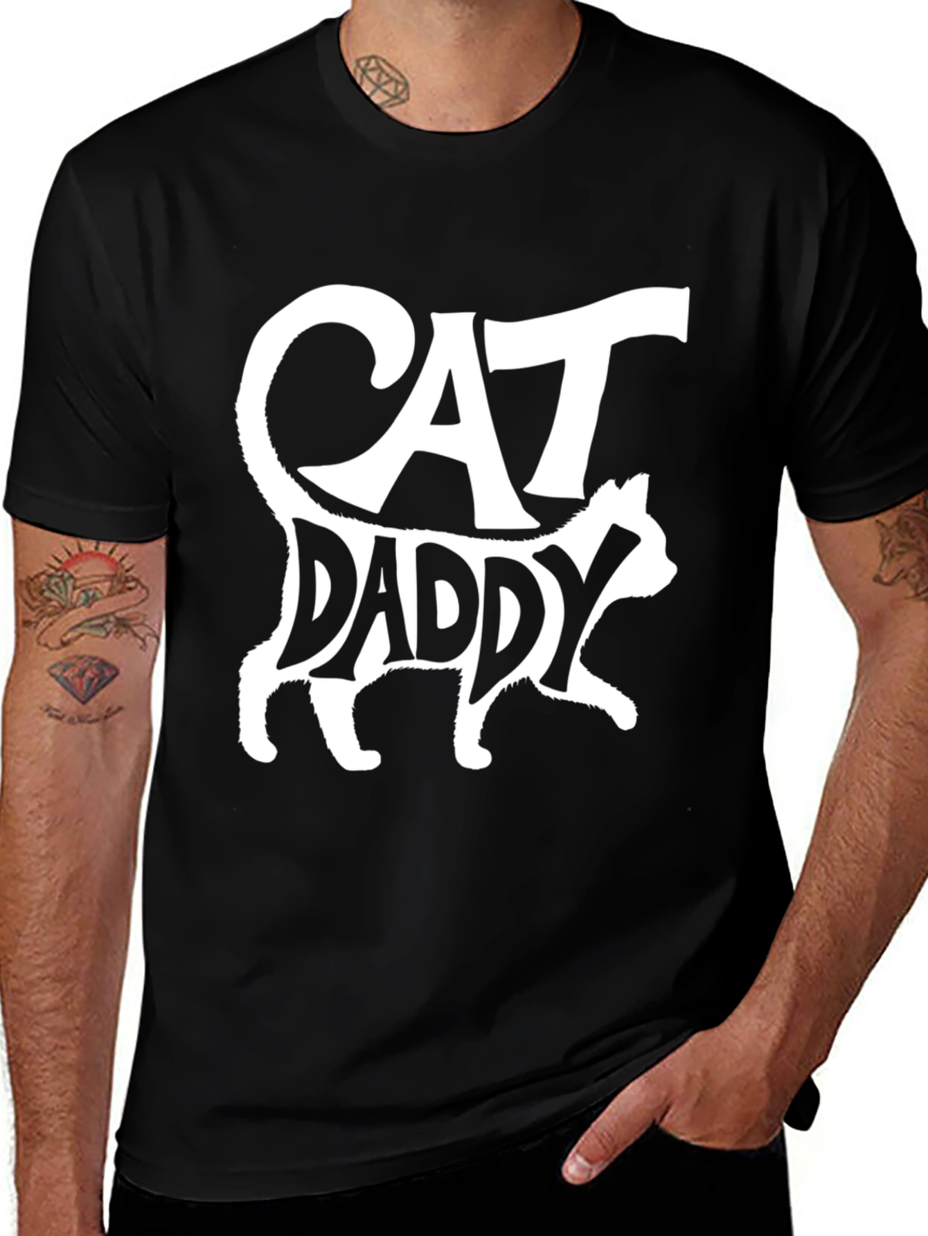 Variant 30 of Cat Daddy Graphic Tee - Men's Black T-Shirt