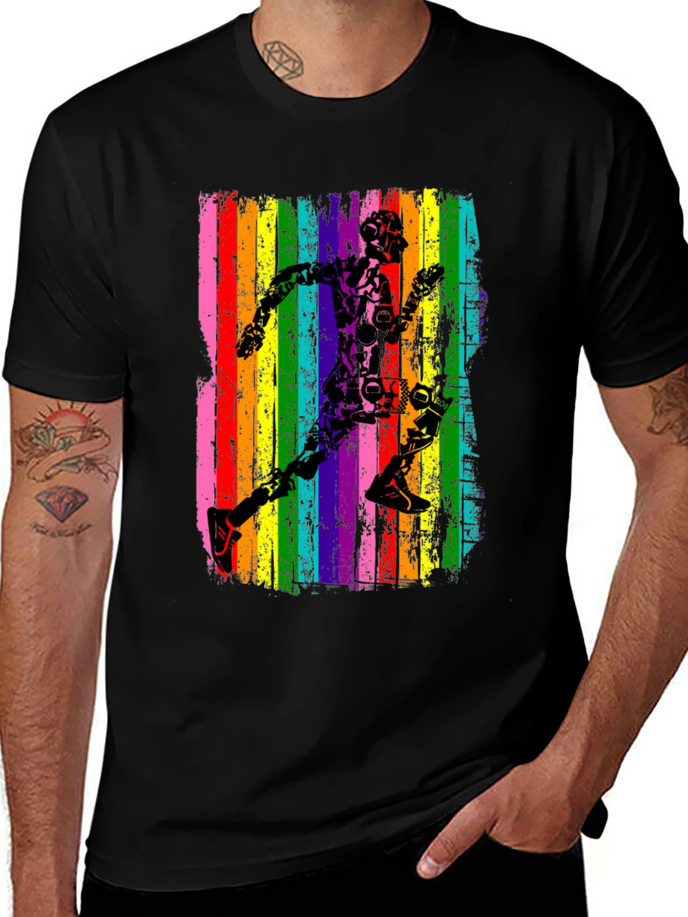 Variant 13 of Rainbow Runner Graphic Tee - Black