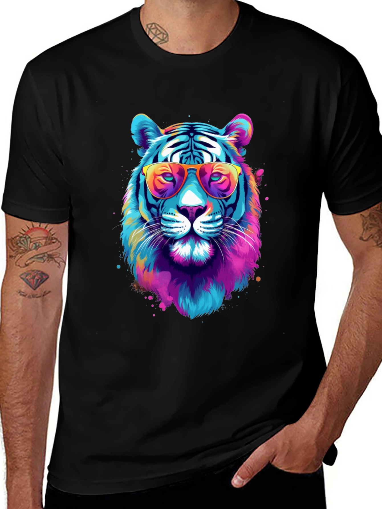 Variant 17 of Cool Tiger Graphic Tee - Black Unisex T-Shirt