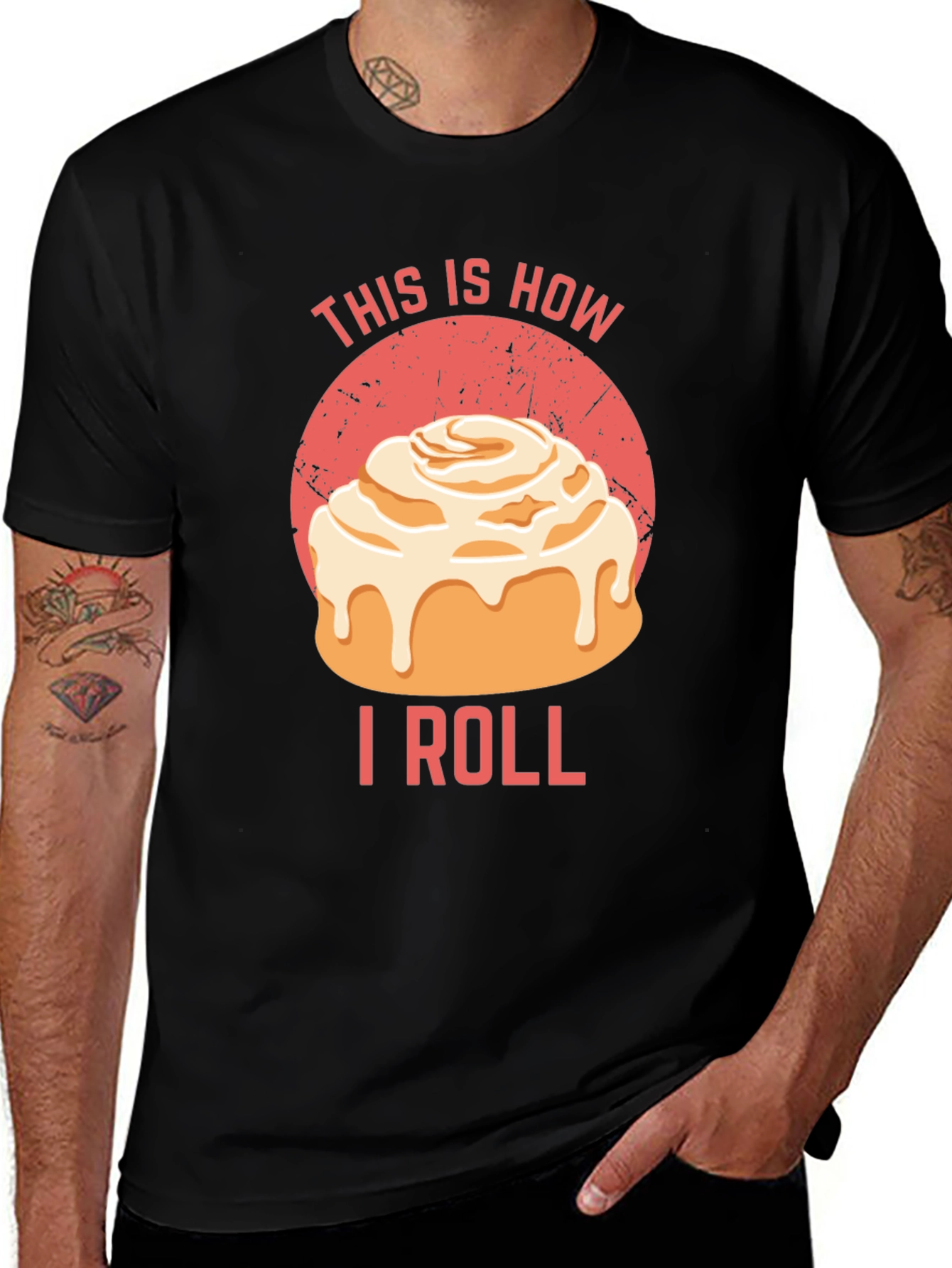 Black This Is How I Roll Cinnamon Roll T-Shirt main image