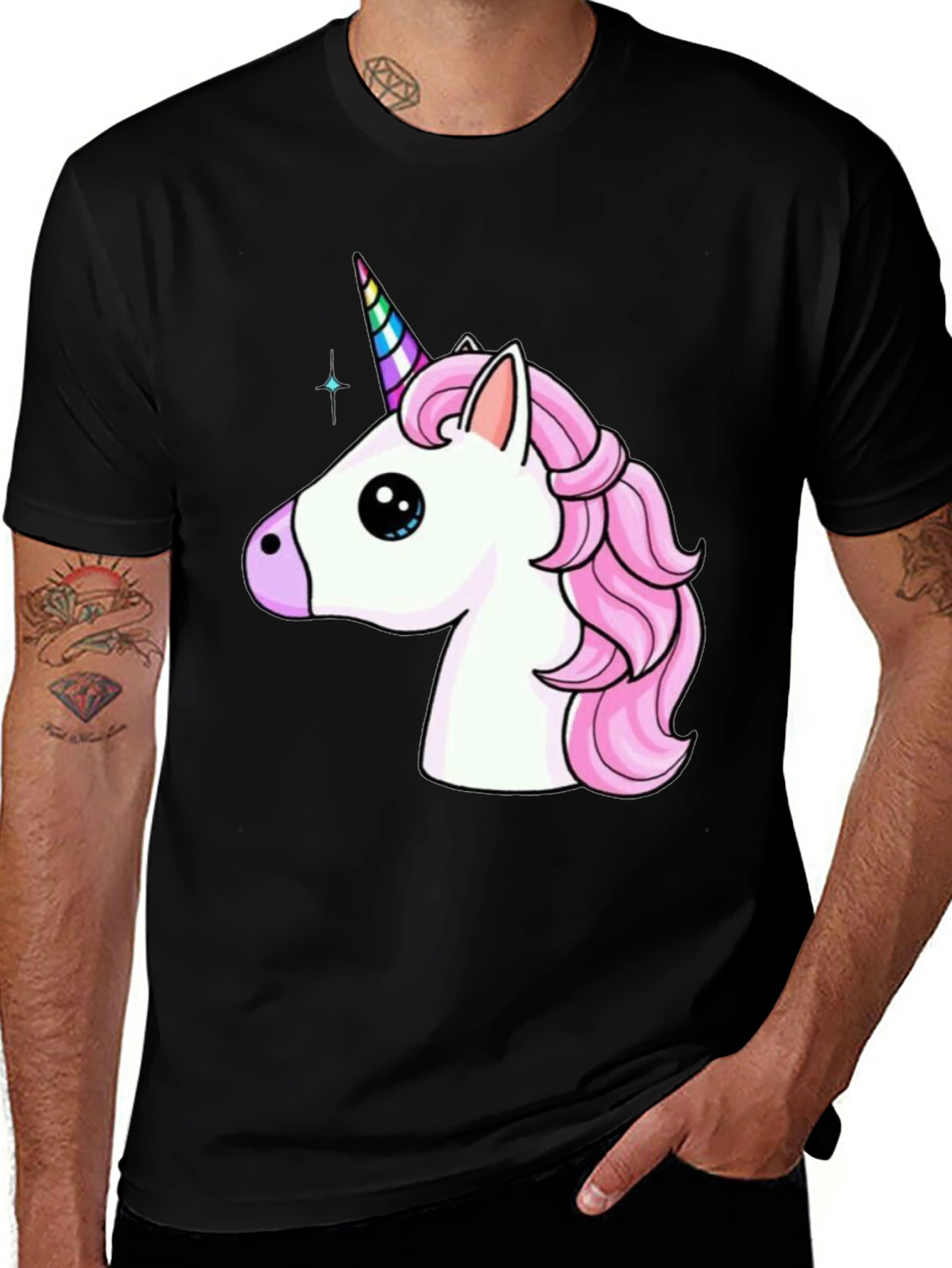Variant 23 of Unicorn Graphic Tee - Black Cotton T-Shirt