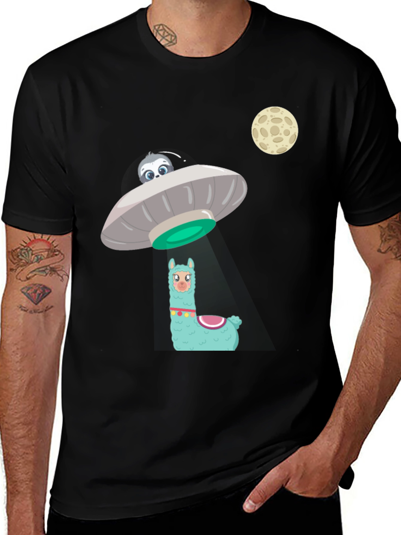 Variant 8 of Alien Abduction Llama Graphic Tee