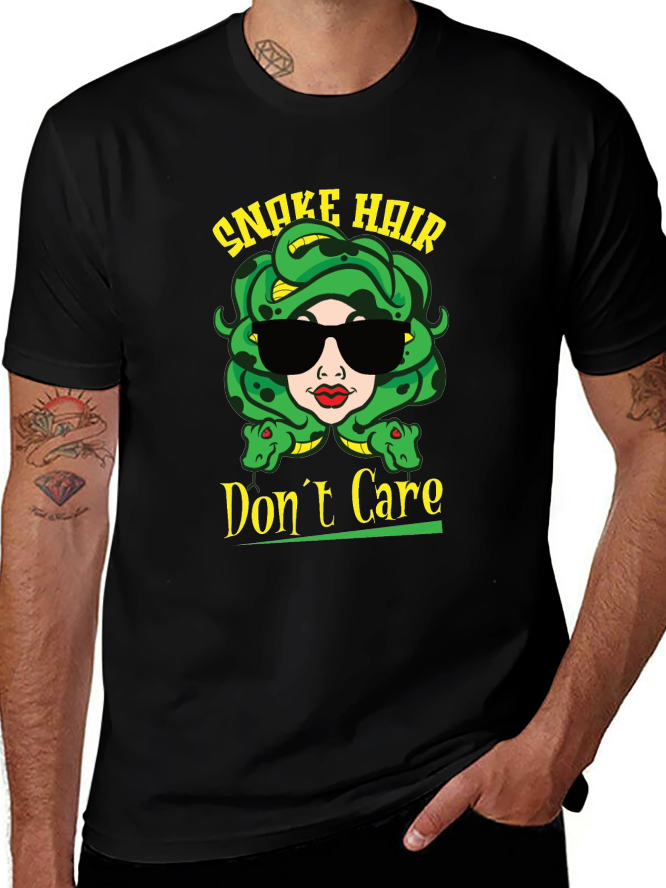 Variant 28 of Snake Hair Don't Care T-Shirt - Medusa Graphic Tee