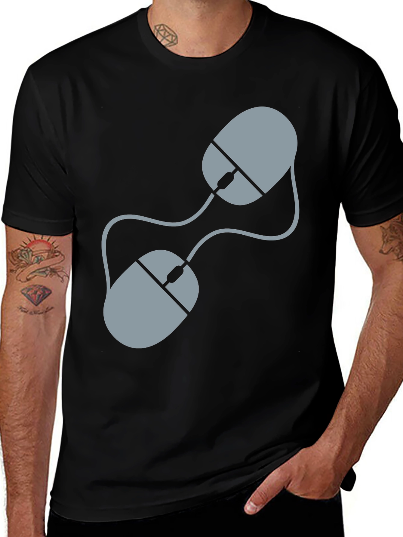 Variant 27 of Double Mouse Graphic Tee - Gamer Style