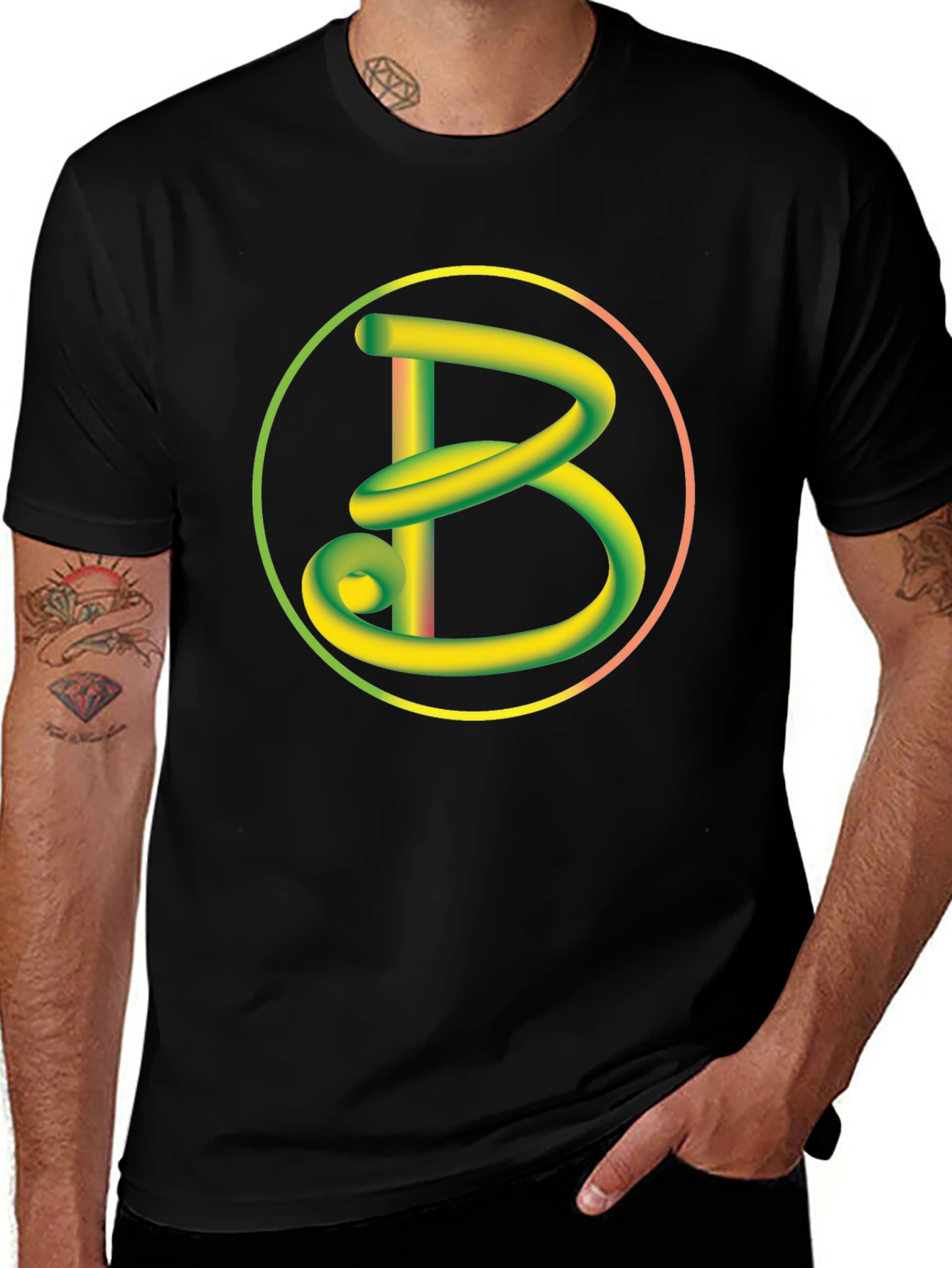 Variant 28 of Abstract Letter B Graphic Tee - Black
