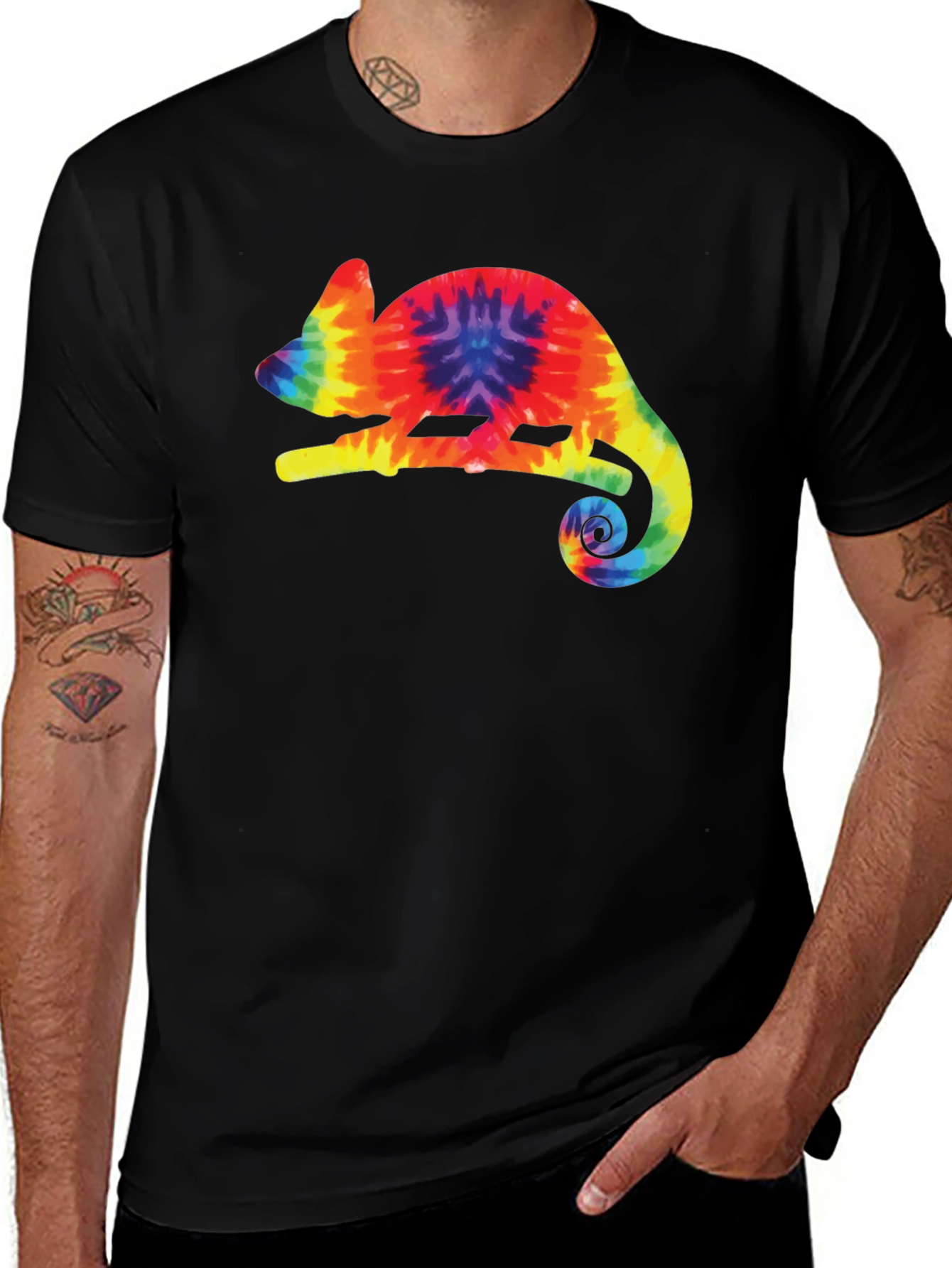 Variant 8 of Tie-Dye Chameleon Black T-Shirt