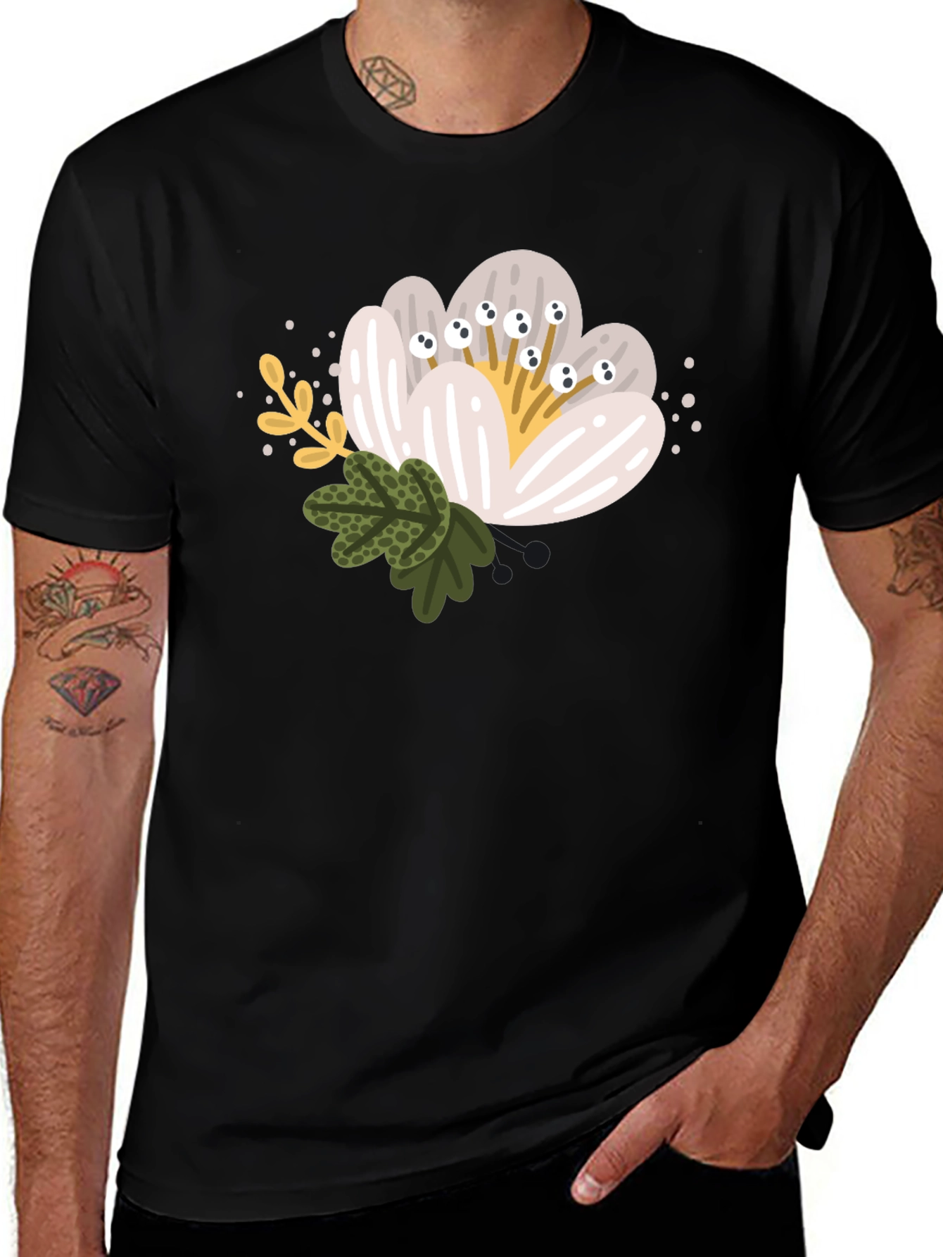 Variant 3 of Floral Graphic Black T-Shirt