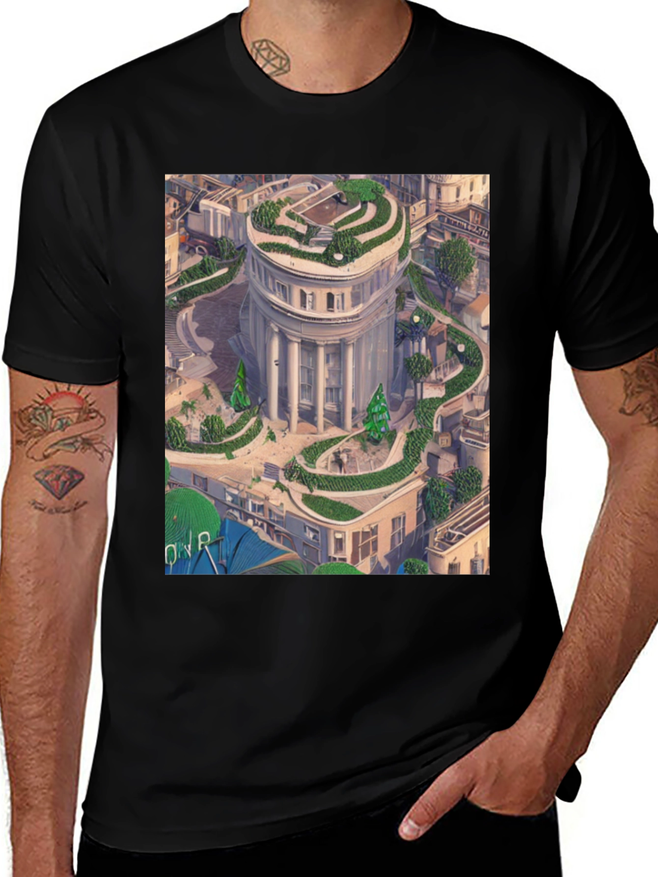 Variant 6 of Urban Oasis T-Shirt: Green Building Design Tee