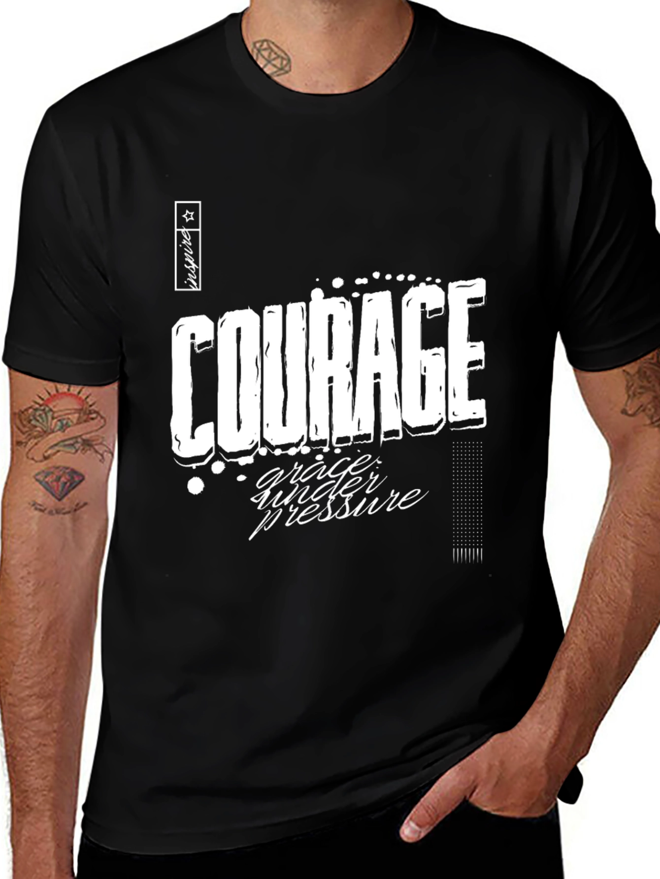 Variant 3 of Courage & Grace Graphic Tee - Black Casual T-Shirt