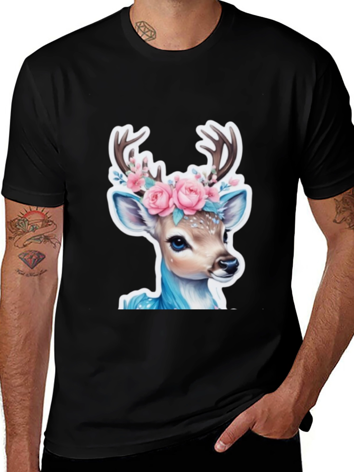 Variant 13 of Deer Floral Crown Graphic Tee - Unisex