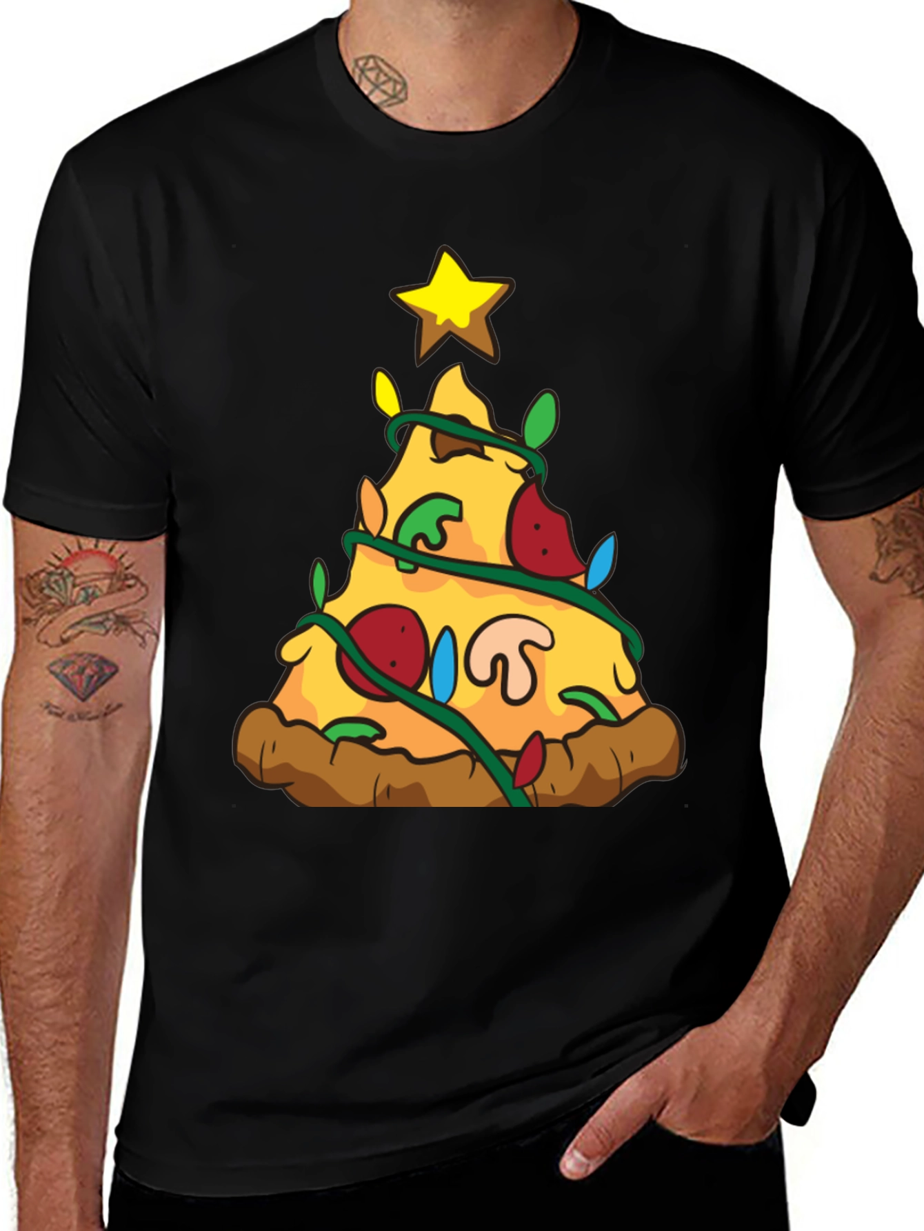 Variant 22 of Pizza Christmas Tree Graphic T-Shirt