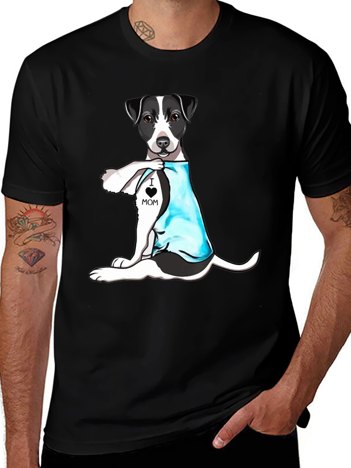 Variant 14 of Dog Mom T-Shirt -  I Heart Mom Tattoo Dog Tee