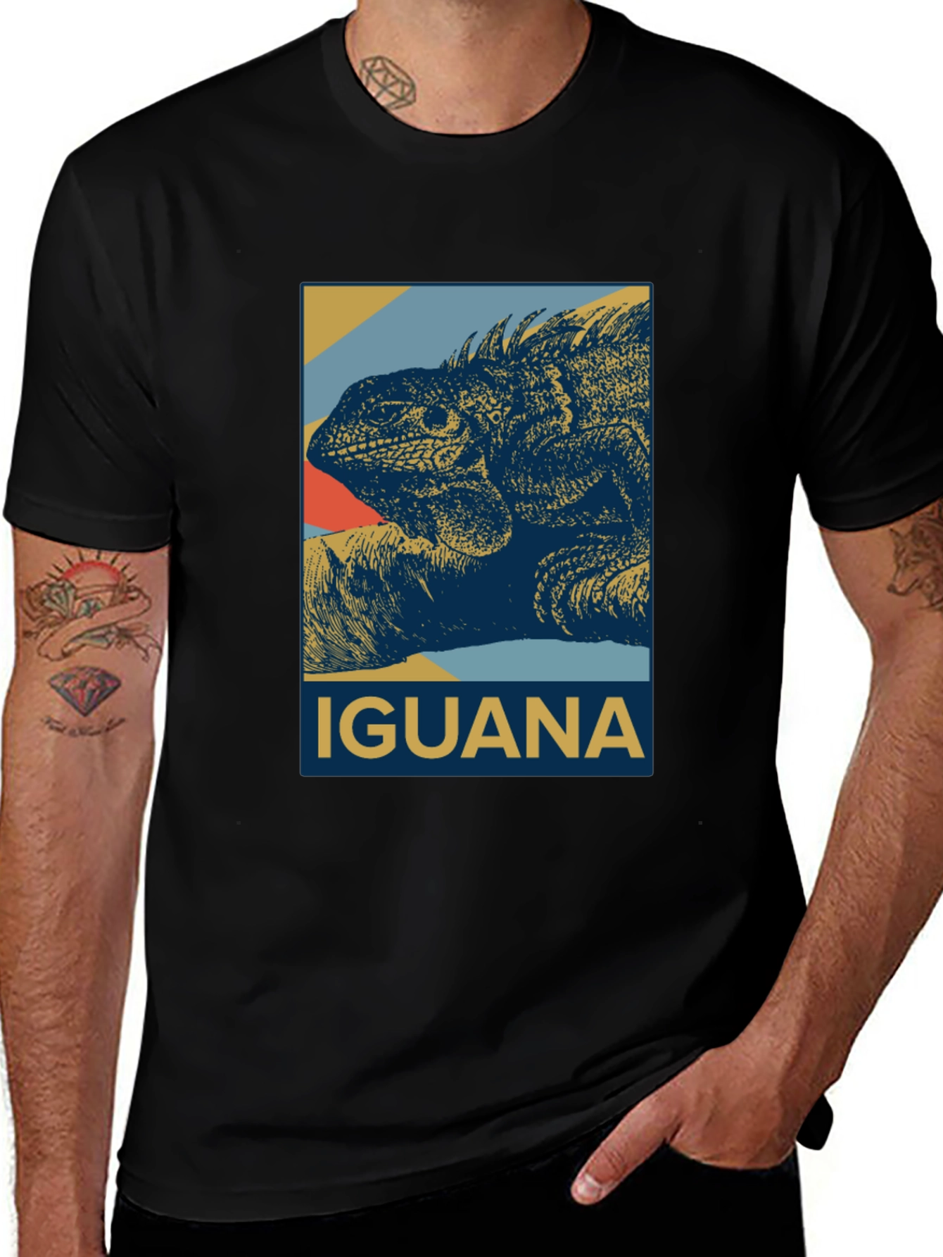 Variant 27 of Iguana Graphic Print Men's Black T-Shirt