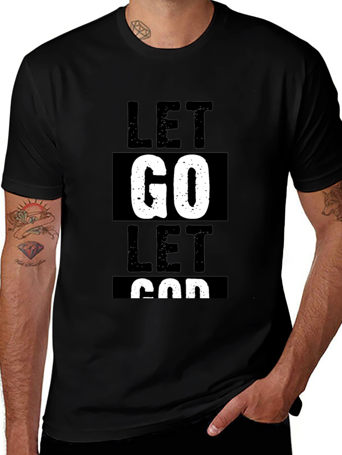 Variant 21 of Let Go, Let God Black Graphic T-Shirt