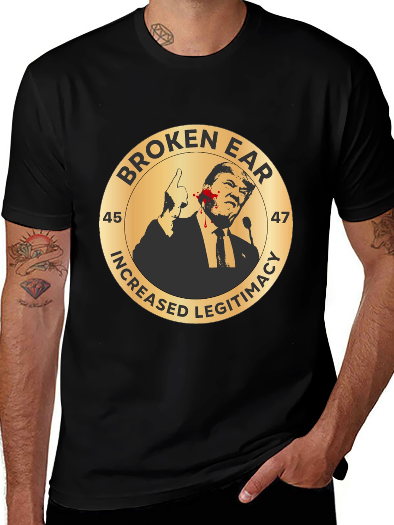 Variant 16 of Broken Ear Trump Political T-Shirt